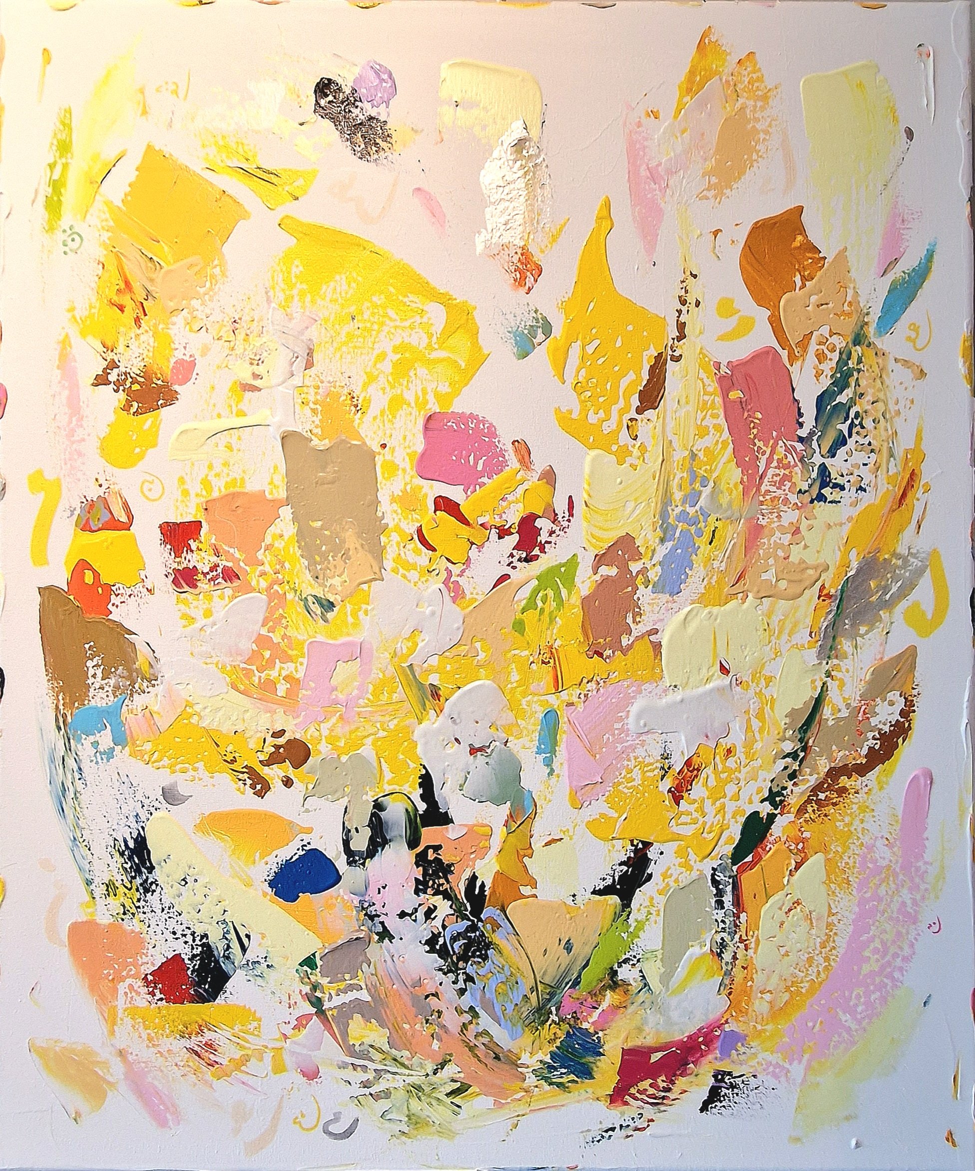 SOLD - Citrinitas, 65x75cm, Acrylic & Pure Energy on Canvas, olivia-de-posson-colourful-spiritual-energy-art