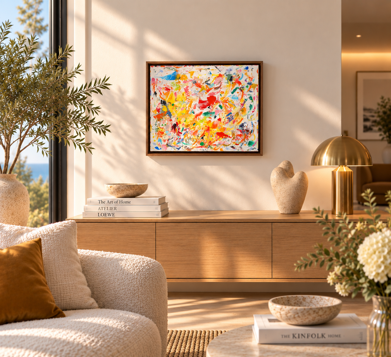 Interior visualisation - Life, uncontained, 50x60cm, 2026 Olivia-de-posson-abstract-contemporary-colorful-art