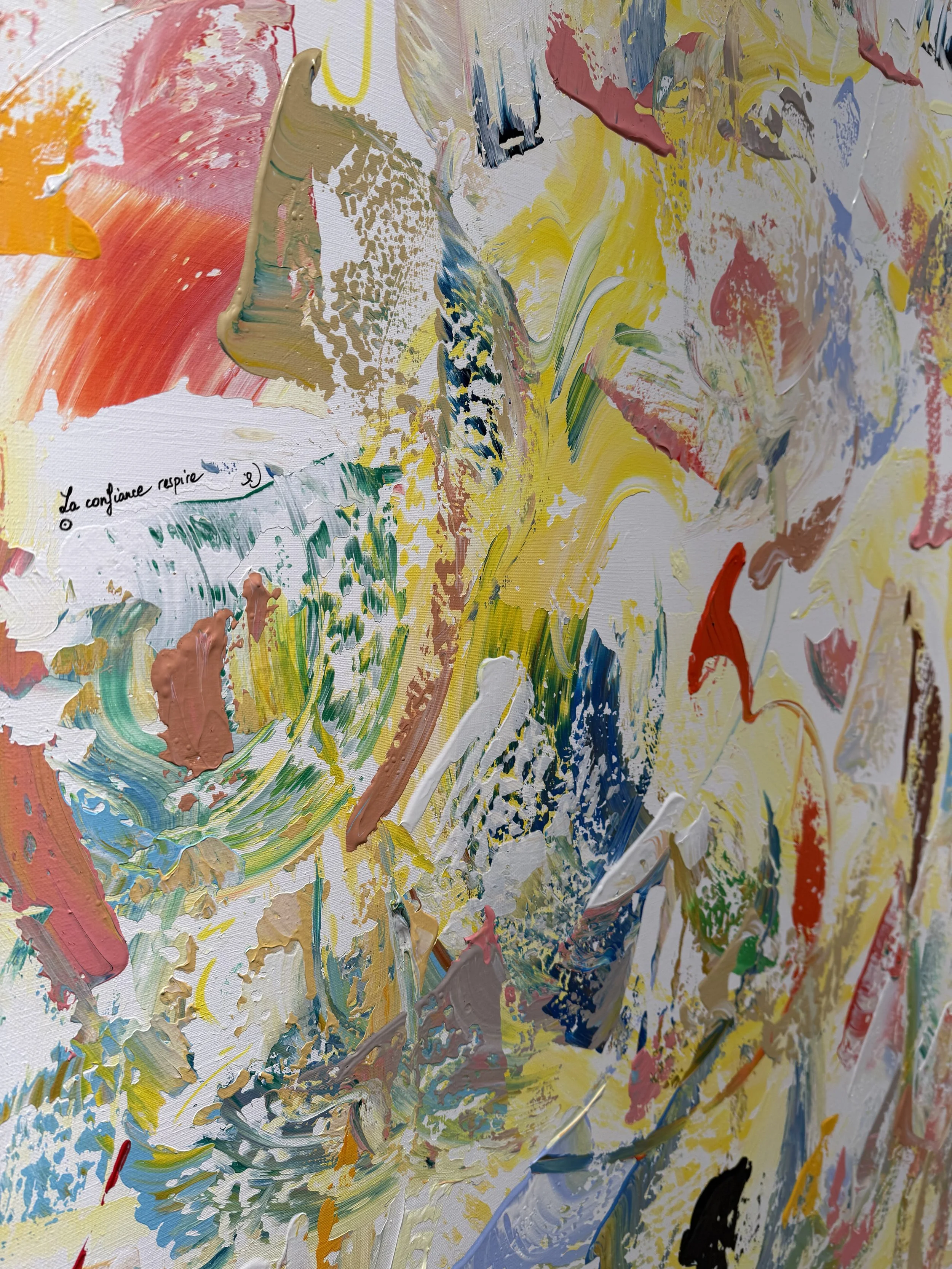 SOLD - La confiance respire. La lumière circule. 150x150cm