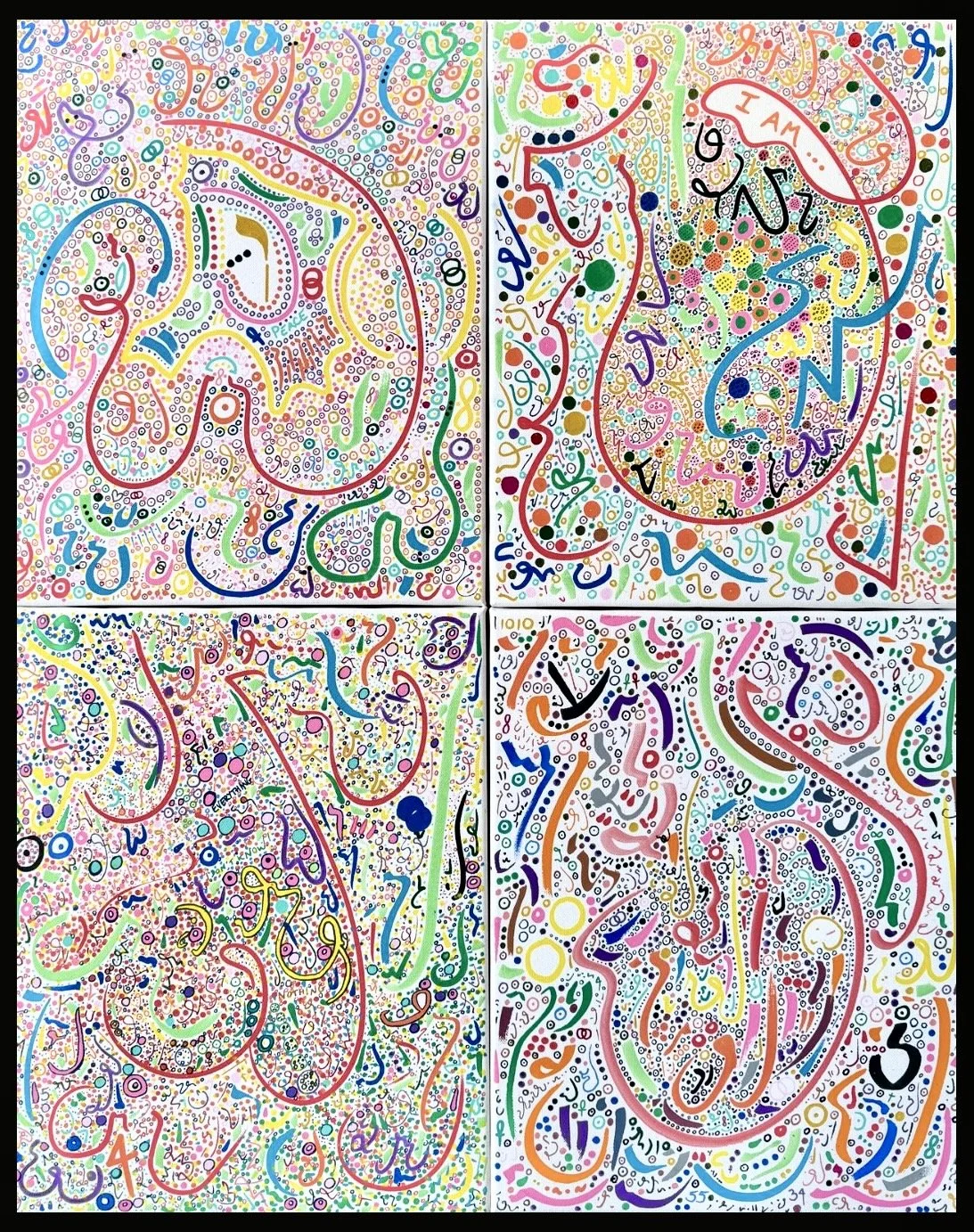 The voice beyond the voice, poliptych, 82x66cm, olivia-de-posson-colourful-contemporary-abstract-art