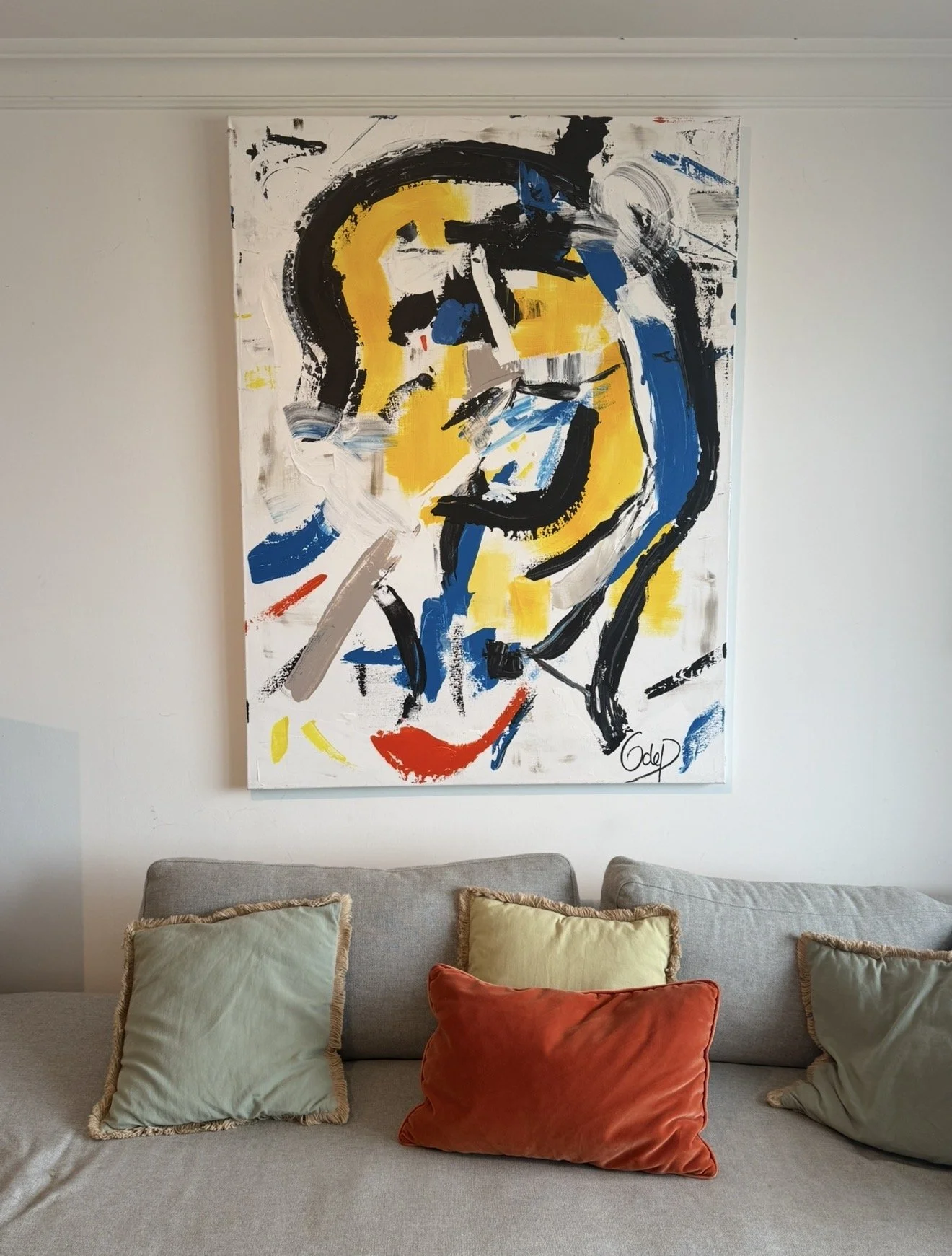 SOLD, Yellow, 160x120cm, 2019, Knokke, Belgium, olivia-de-posson-colourful-contemporary-abstract-art