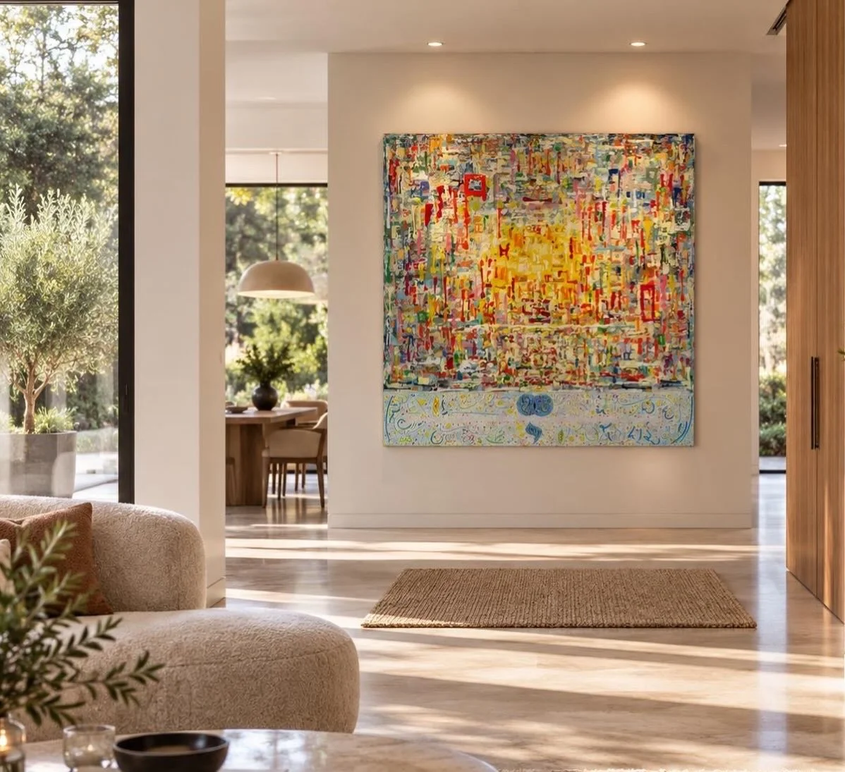 Ensemble nous sommes le monde, 150x150cm, 2025, Brussels, Belgium olivia-de-posson-colourful-contemporary-abstract-art