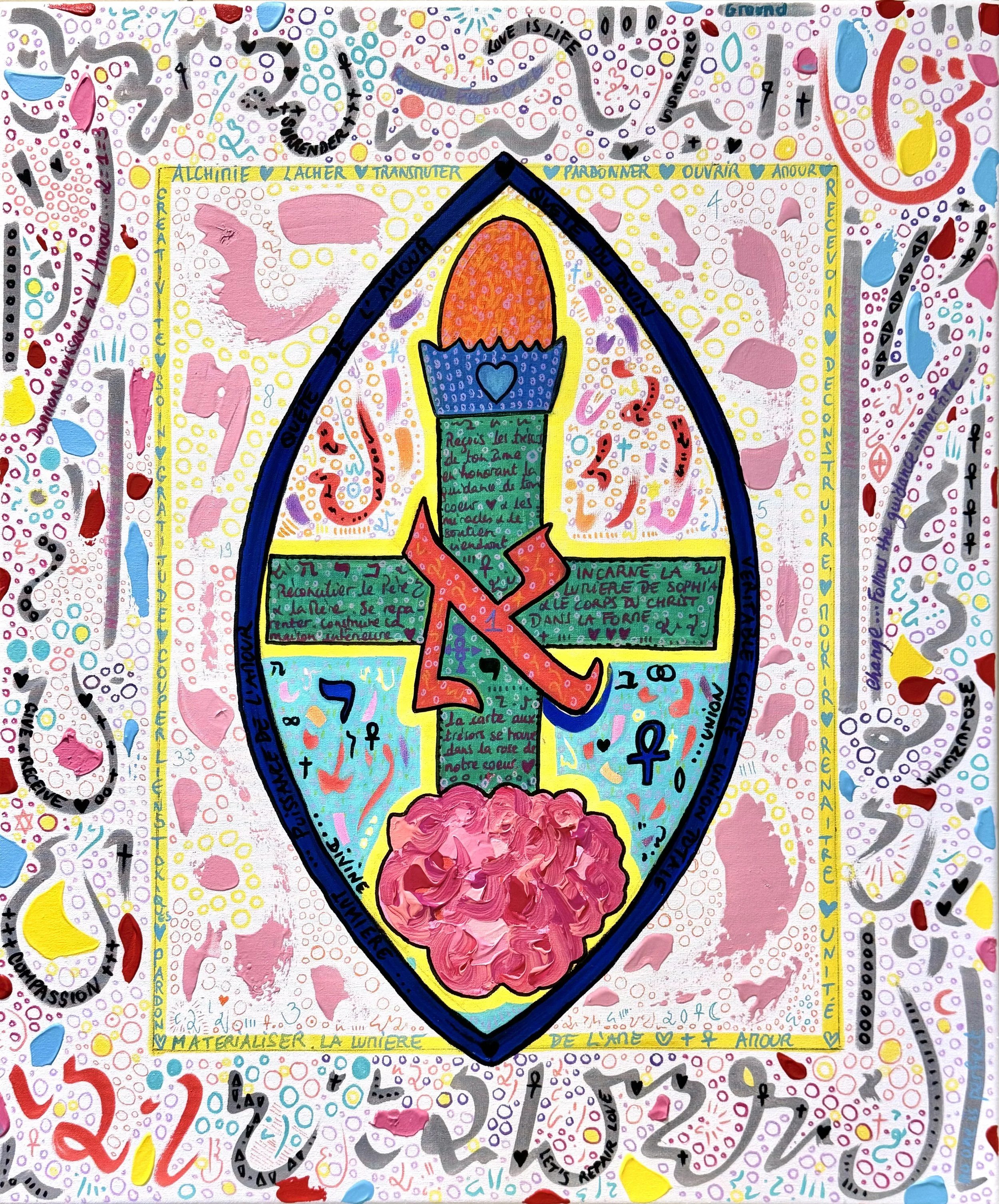 Alchimie du coeur, 60x50cm, acrylic and pure energy on canvas, olivia-de-posson-colourful-spiritual-energy-art