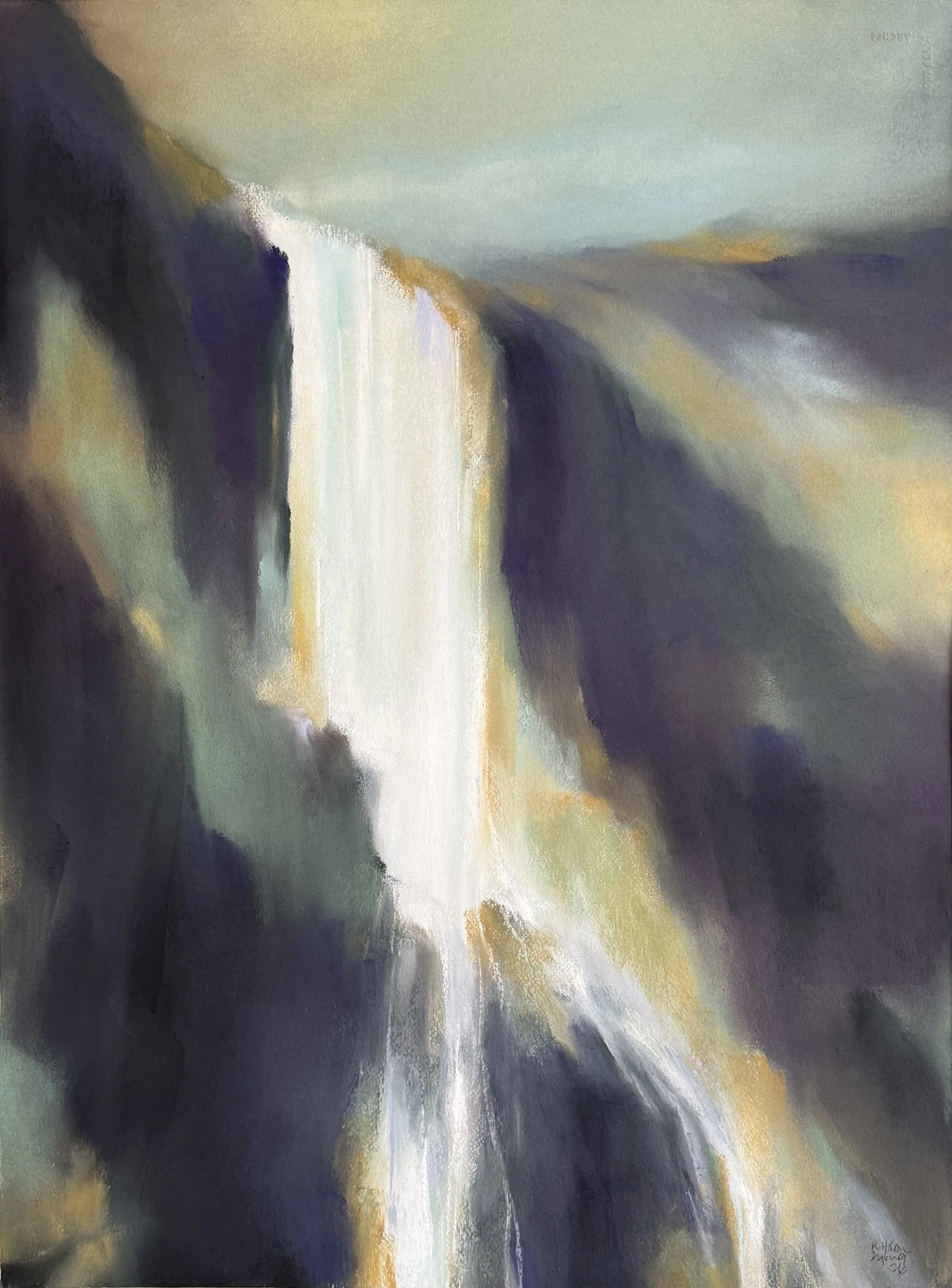 "Falling Water III - Mist and Rain"
Materials: Pastels on paper. Production year: 2026.