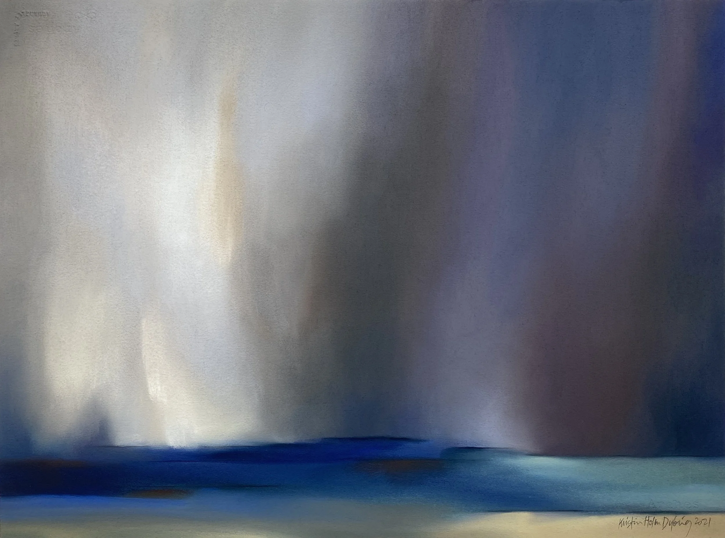 "Falling Water II  - Storm on the Horizon"
Materials: Pastels on paper. Production year: 2022. 