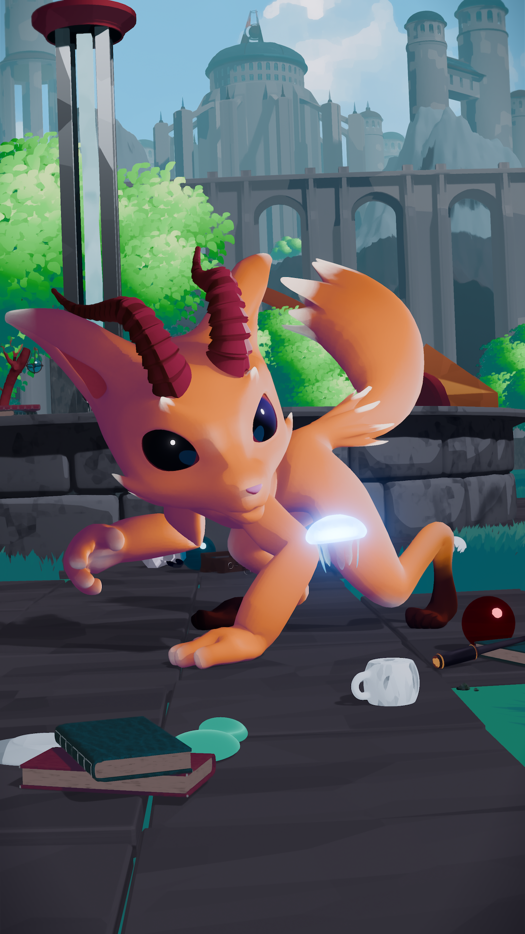 A frame from my submission to the September 2026 'Gauntlet of Gods 3D Challenge' on    YouTube   .  Created in Blender - Eevee.  Responsible for all aspects.