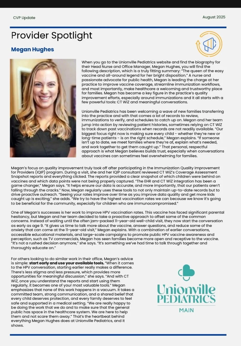 Celebrating Excellence: Megan Hughes Leads the Way in Vaccine Advocacy at Unionville Pediatrics