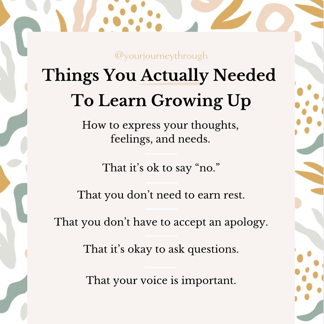 What else would you add to this list? 

Drop it below👇🏻

#reparenting #reparentingyourself #reparentingtheinnerchild #innerchild #innerchildhealing #innerchildwork #innerchildtherapy #nctherapist #raleightherapist