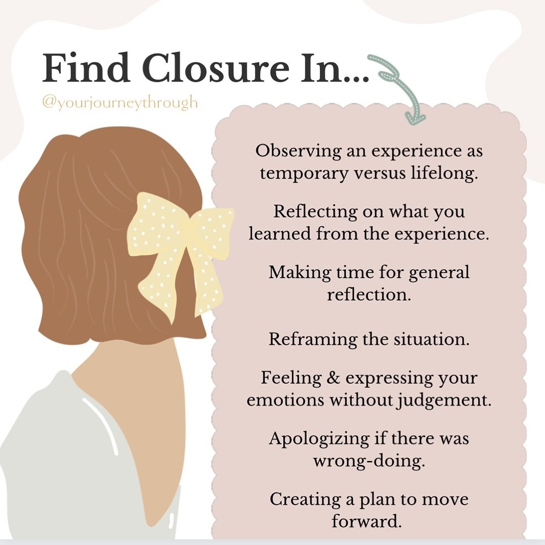 What do you need to find closure in? 🤍⁣
⁣
Perhaps it was a childhood experience. ⁣
⁣
Or maybe something recent happened that you are ready to let go of. ⁣
⁣
Closure can be challenging and bring about grief. But it&rsquo;s important to process it all