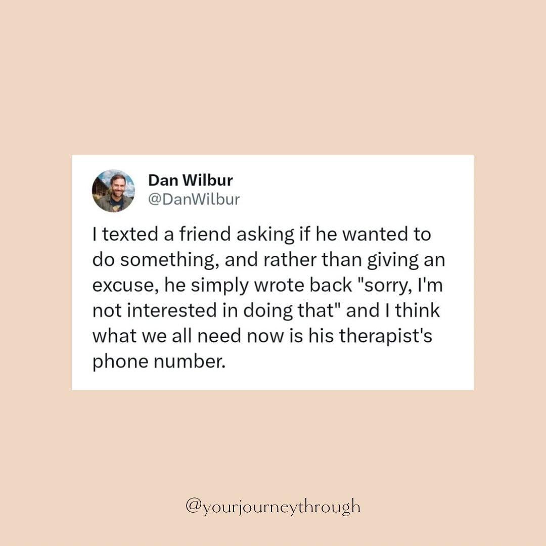 &ldquo;Have your therapist call my therapist&rdquo; seems like a perfectly acceptable response to most things. 😉 

#therapymememonday 💯 

🫶🏻 Follow @yourjourneythrough for more relatable mental health content.
🛋️ We&rsquo;re accepting new client
