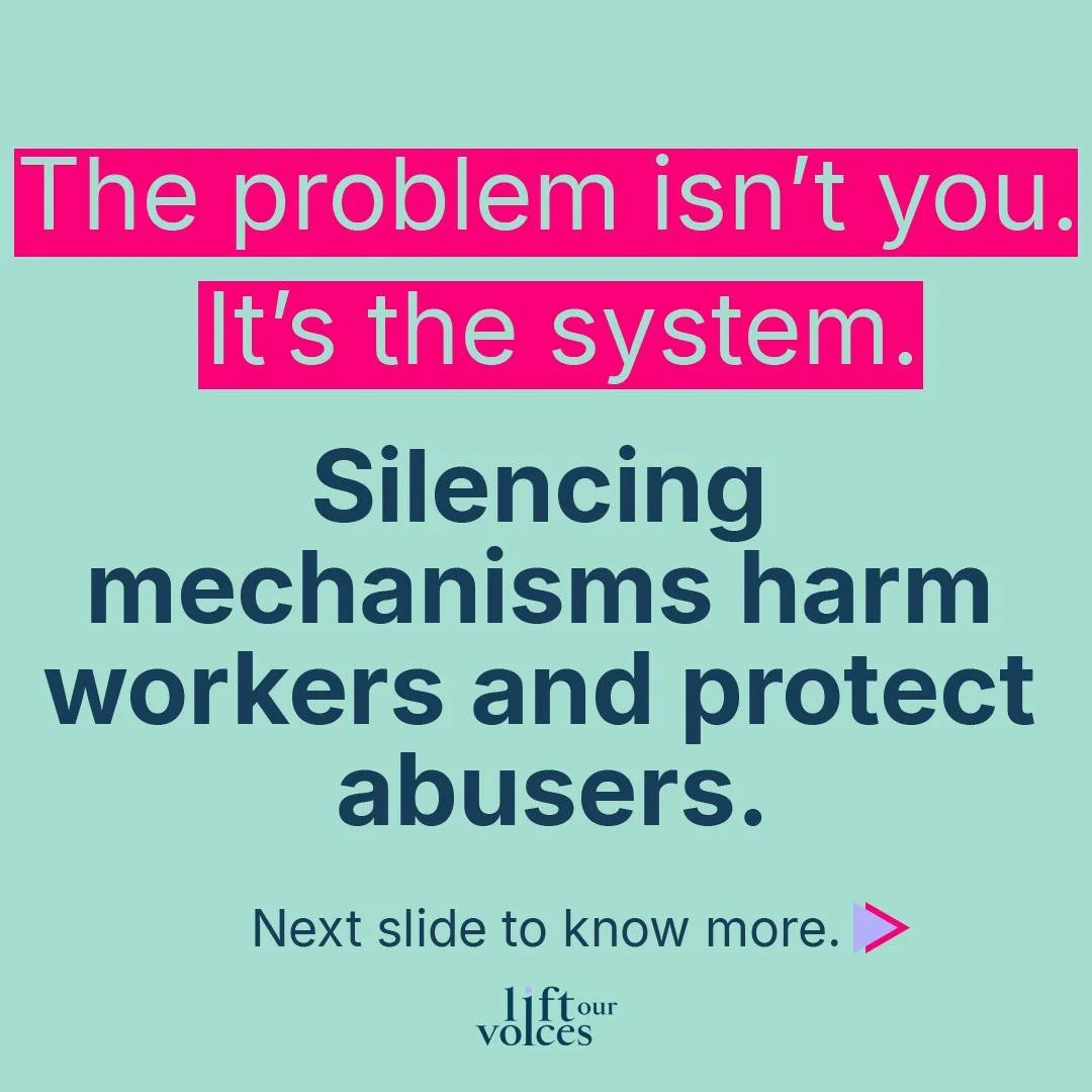 Workers deserve transparent, safe workplaces. Federal laws we helped pass now give survivors back their voices. Know your rights and lift your voices. 

Read up on the EFAA &amp; Speak Out Act: https://liftourvoices.org/legislativewins