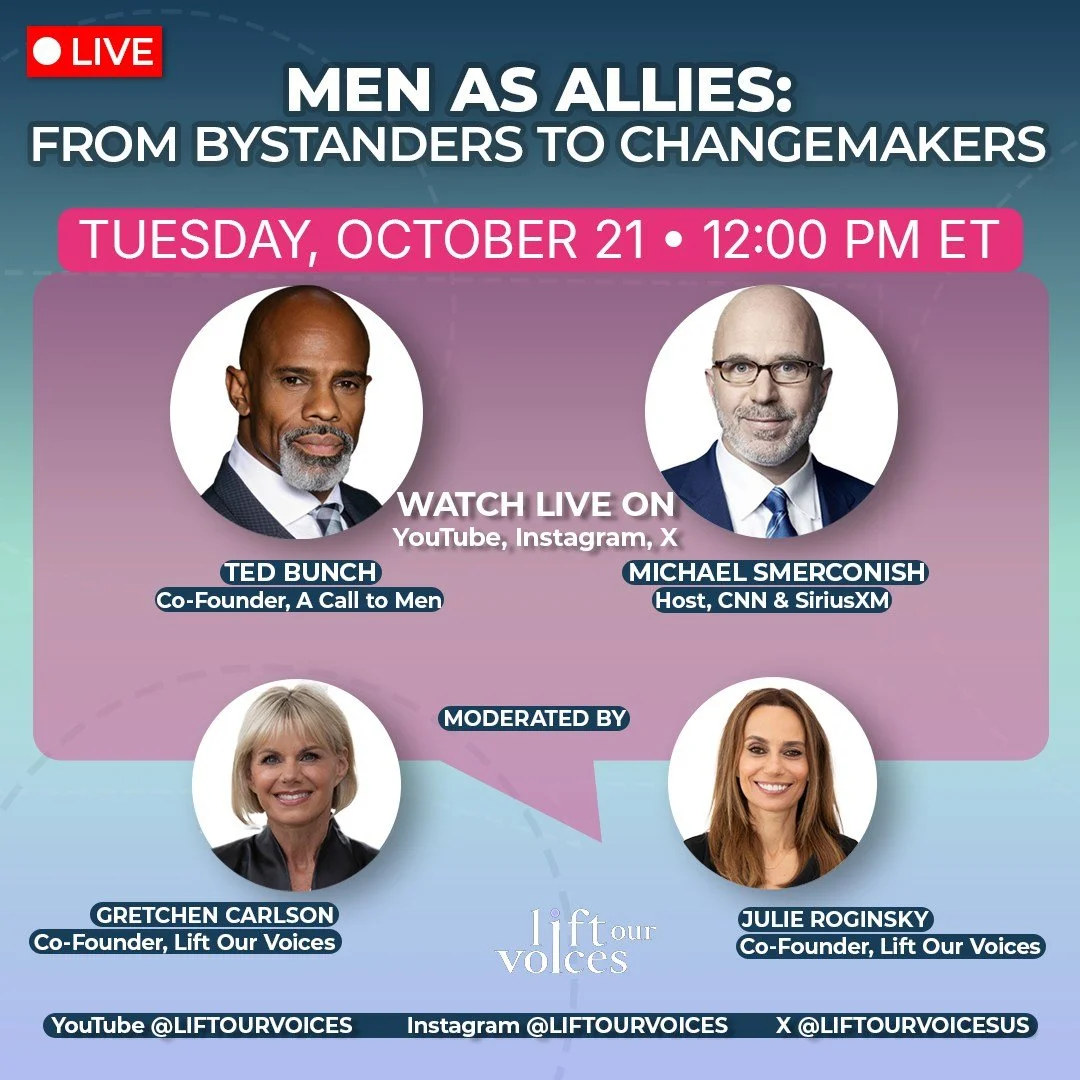 What does it take for men to be more than bystanders? Join Lift Our Voices for a live conversation, Men as Allies: From Bystanders to Changemakers, on Tuesday, October 21 at 12:00 PM ET.

We&rsquo;ll hear from @ted.bunch , Co-Founder of @acalltomen, 