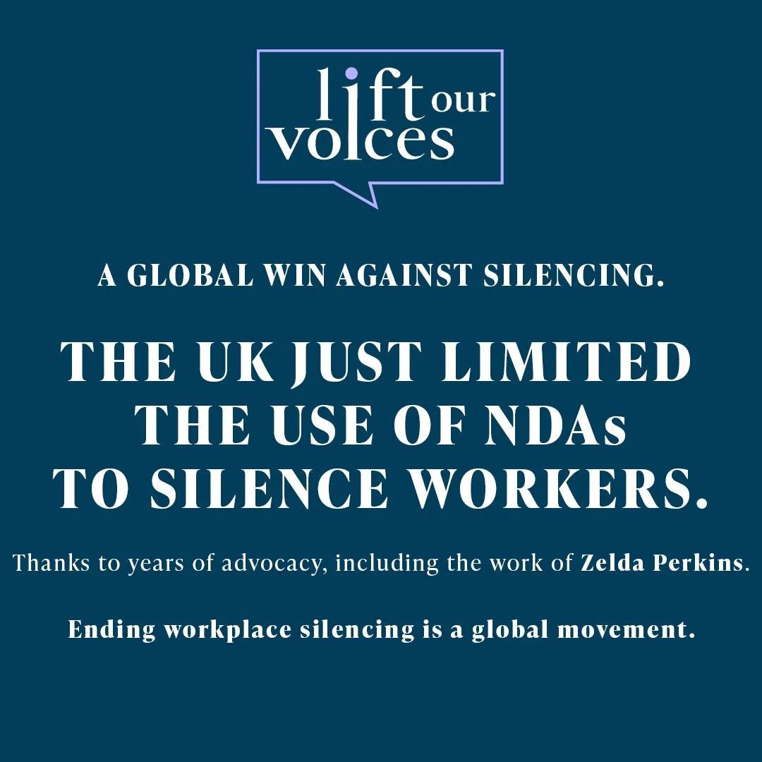 A major milestone in the global fight to end workplace silencing.

The UK has passed landmark reforms limiting the use of NDAs to silence workers who experience harassment or discrimination.

This moment reflects years of advocacy, including the lead