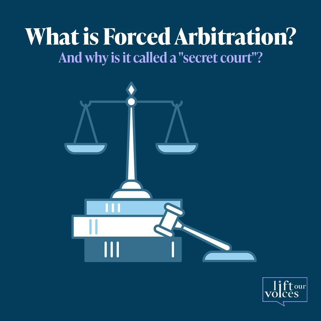 Did you know millions of workers are forced into "secret courts" if something wrong happens to them at work -- and they agree to this before they even start their jobs? Forced arbitration clauses are often buried in employment contracts, st