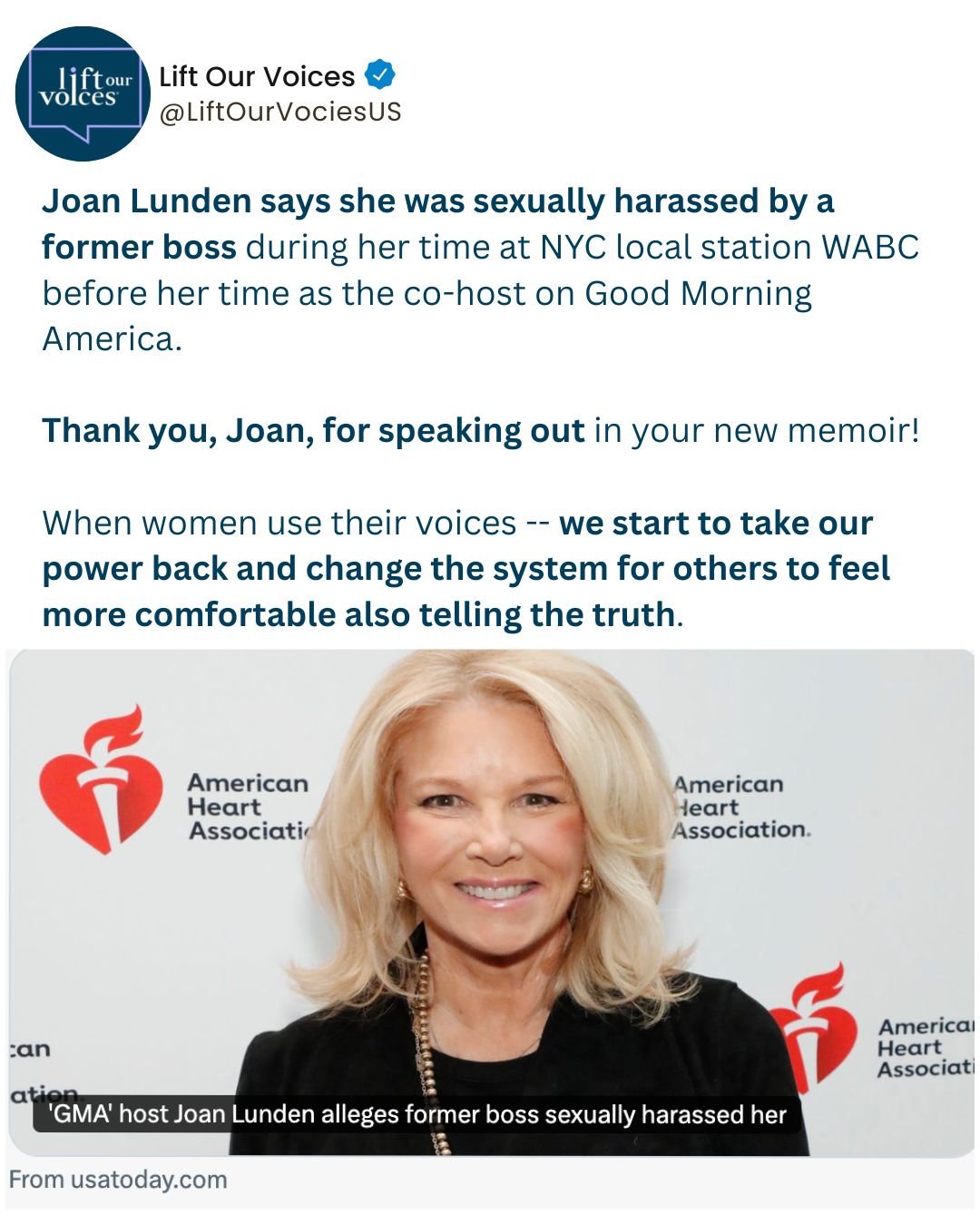 Thank you, @therealjoanlunden, for speaking out!