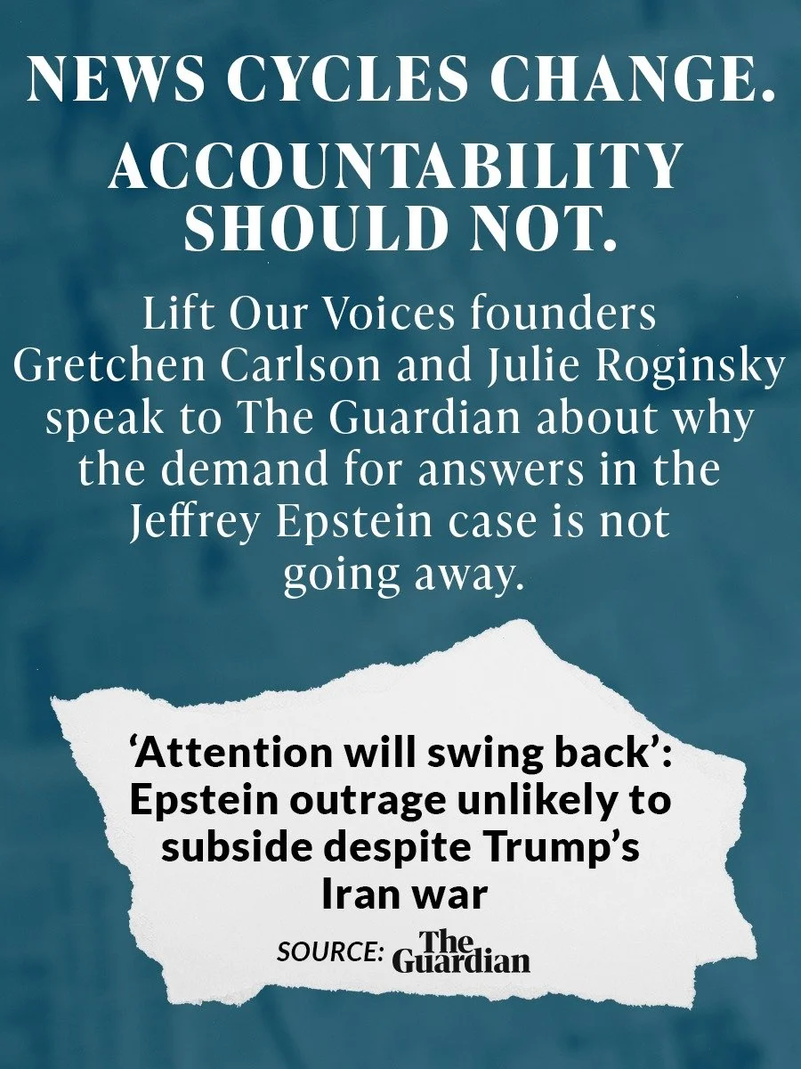 LOV co-founders @gretchencarlson and @julieroginsky discuss why the demand for accountability in the Jeffrey #Epstein case is unlikely to fade &mdash; even as global events dominate the news cycle.

Read the full piece: https://www.theguardian.com/us