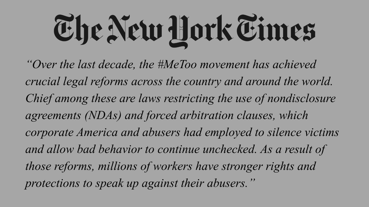NY Times: When I Sued Roger Ailes, #MeToo Hadn’t Taken Off. Now It’s the Law of the Land.