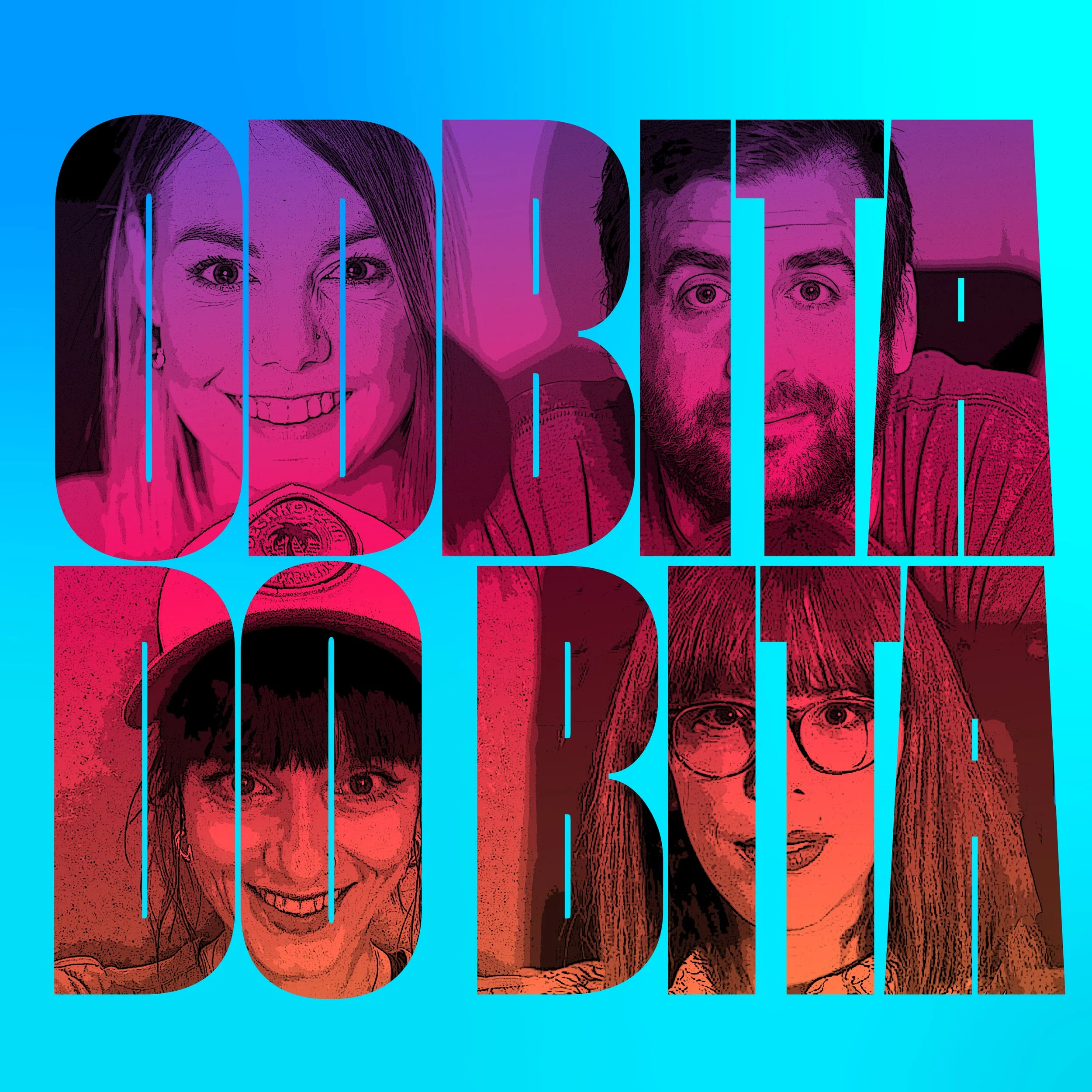 Colorful graphic with the words 'DANDY' spelled out in large block letters, overlaid with illustrated faces of a woman and a man, set against a gradient blue background.