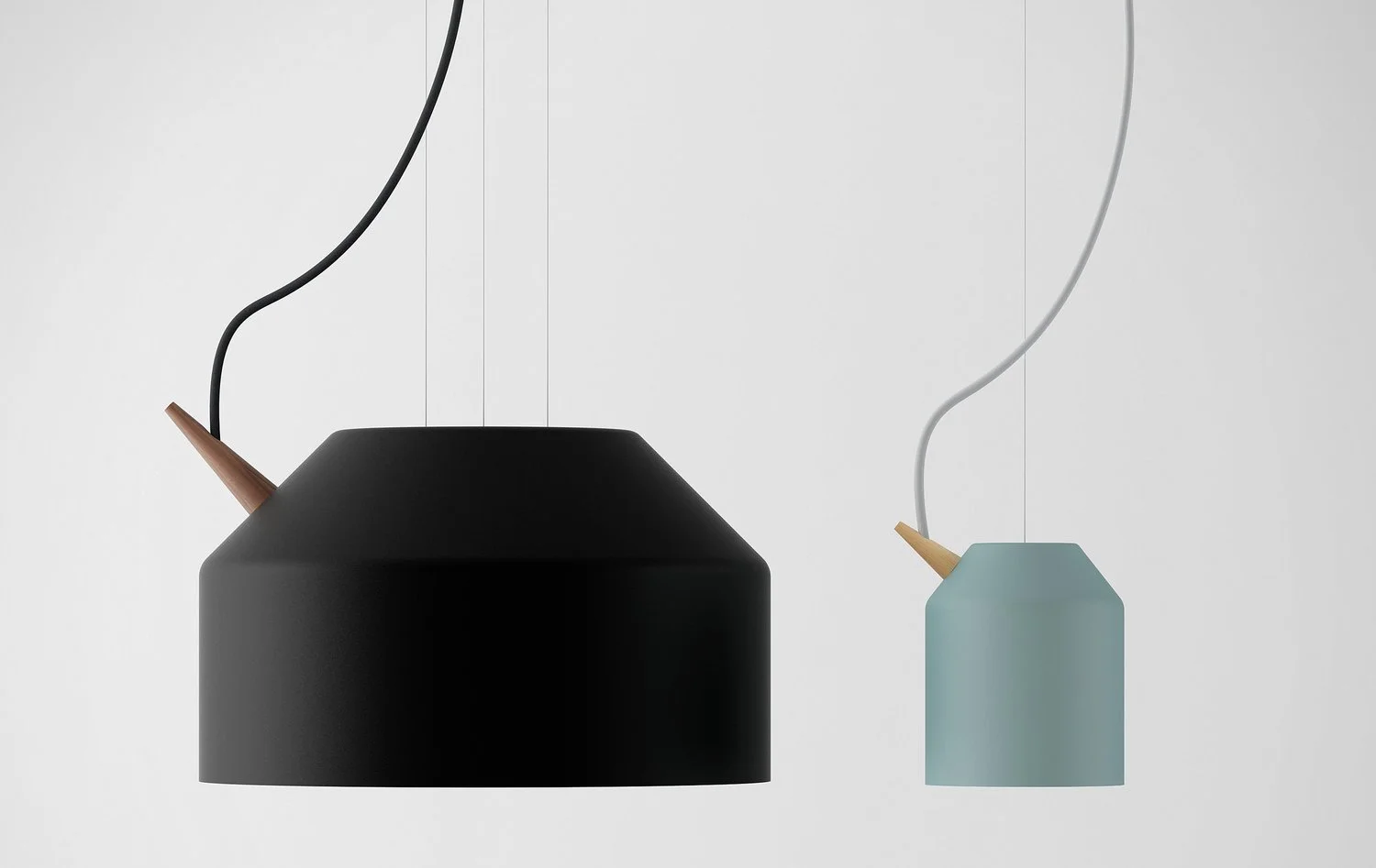 Minimalistisk design inspirasjon av Lise S Studio. Minimalisme i lamper, sort og turkis.