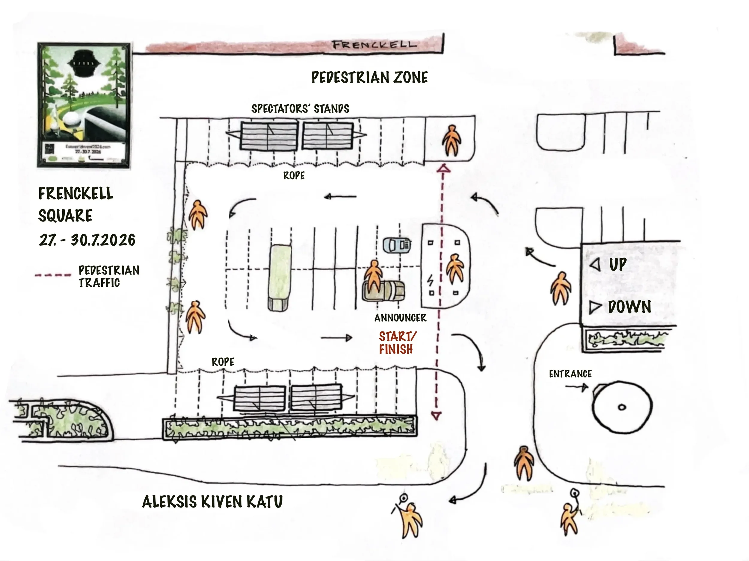 Line drawing of Frenckell Square.Designed by architecht Jyrki Laiho