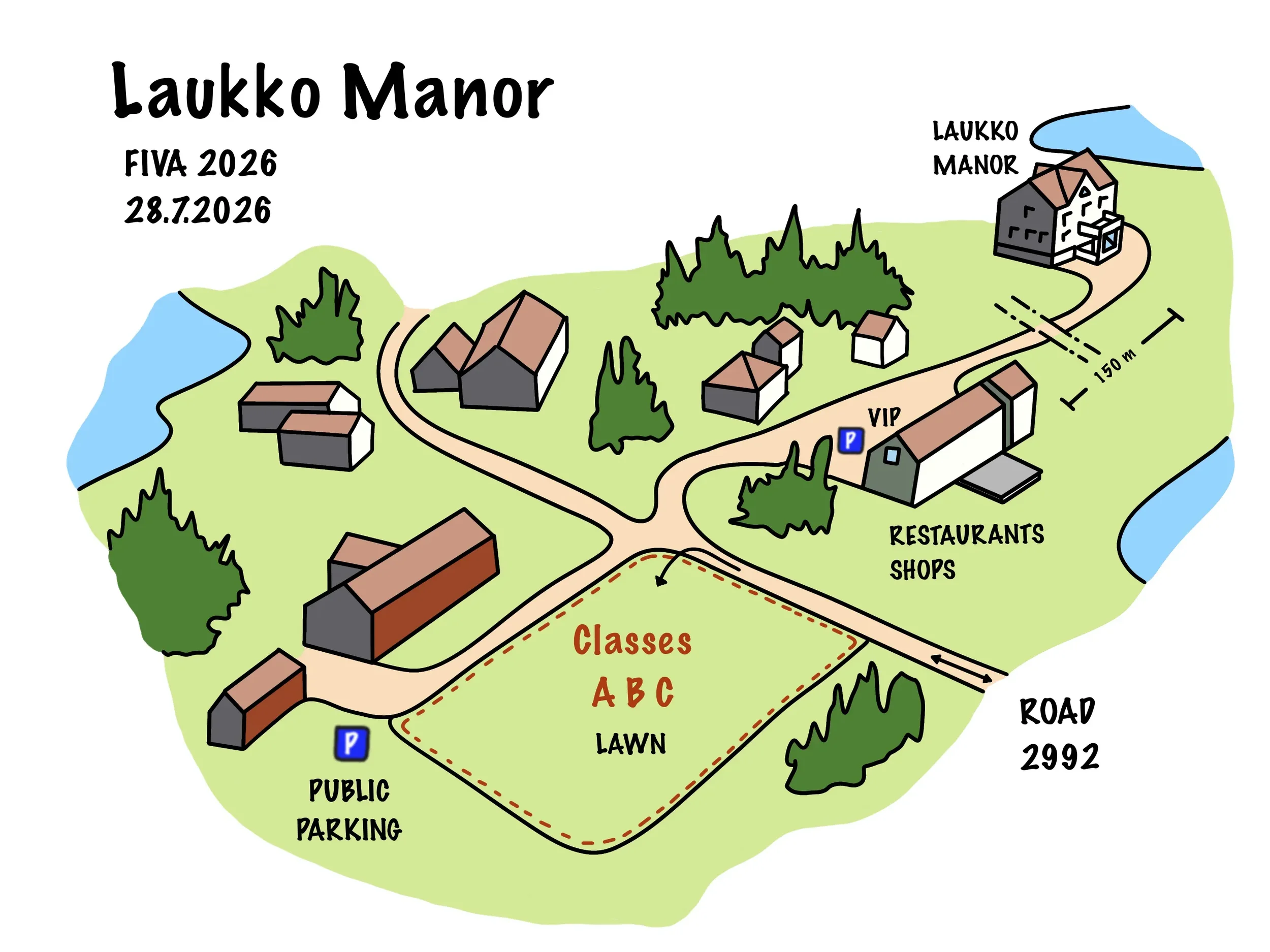 Line drawing of Laukko Manor, designed by architect Jyrki Laiho. Digitized by Liida do Oy.