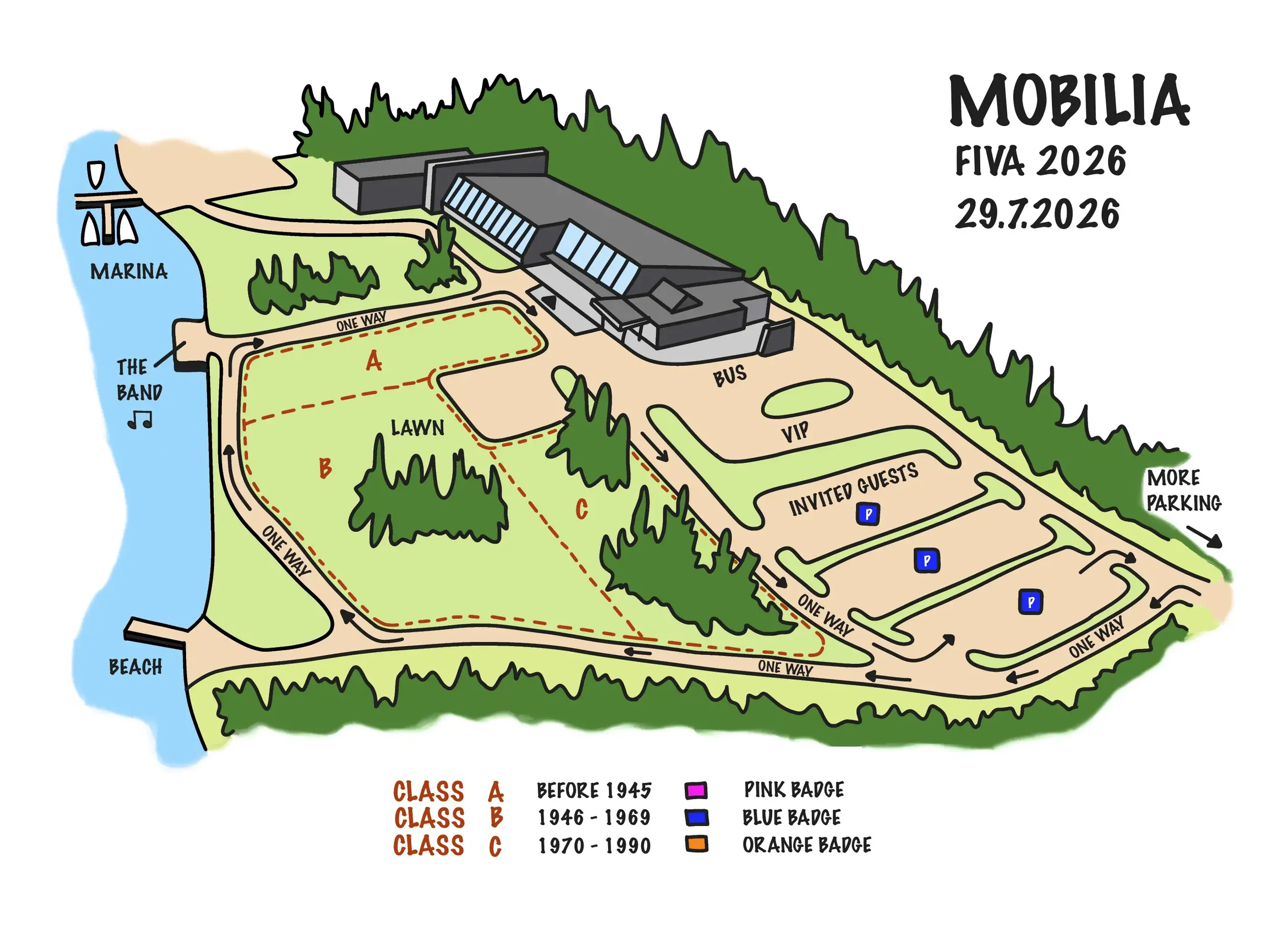 Line drawing of Mobilia Automuseum designed by architect Jyrki Laiho and digitized by Liida do Oy.