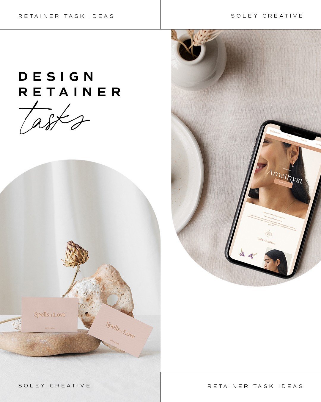 DESIGN RETAINER TASKS⁠
⁠
Are you feeling the strain of your to do list piling up? 🚀 From website updates to email templates, social media graphics, and more, our expert team has you covered every month. Leaving you to focus on growing your business 
