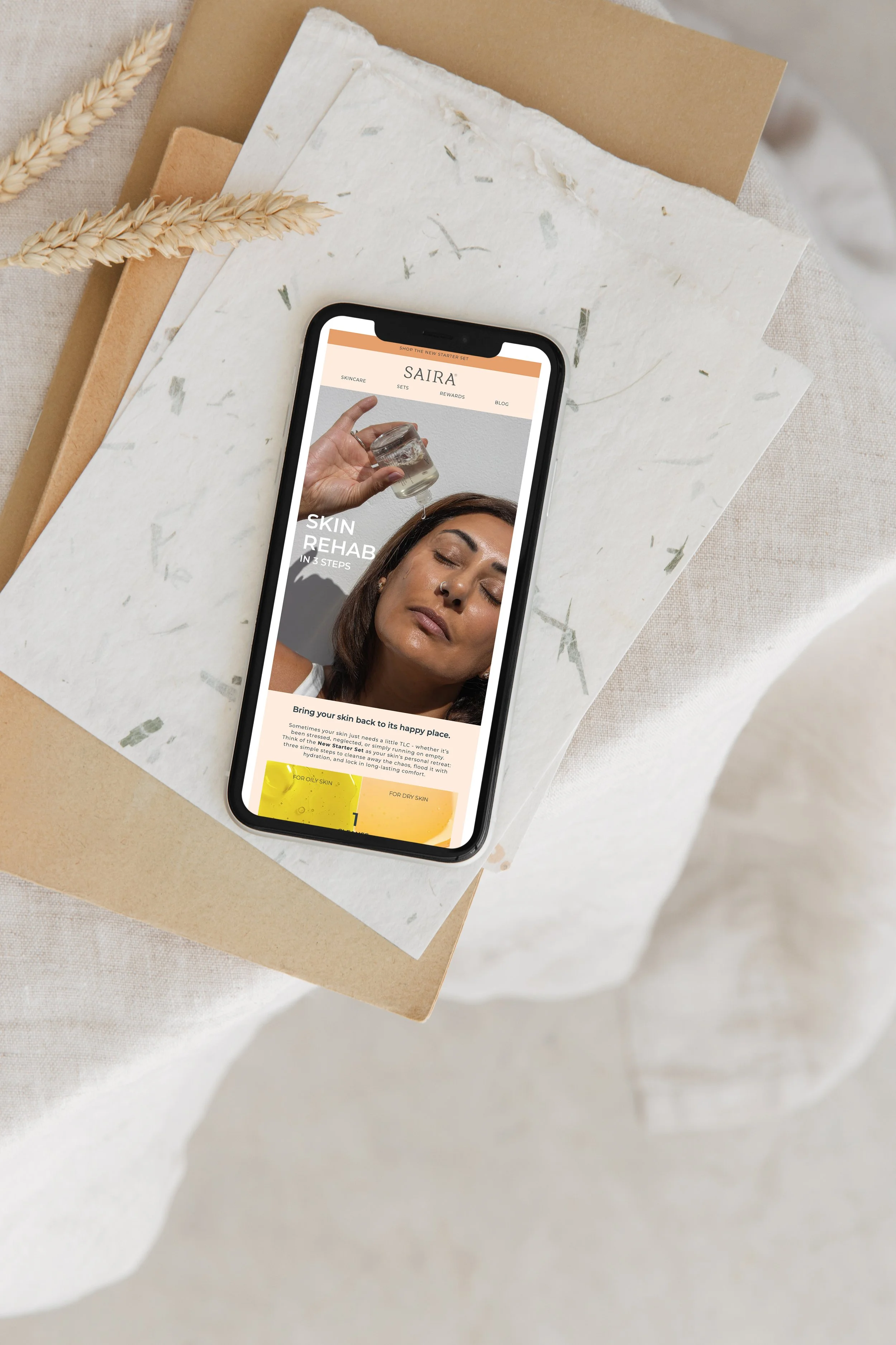 Saira Skin ecommerce email design created in Klaviyo