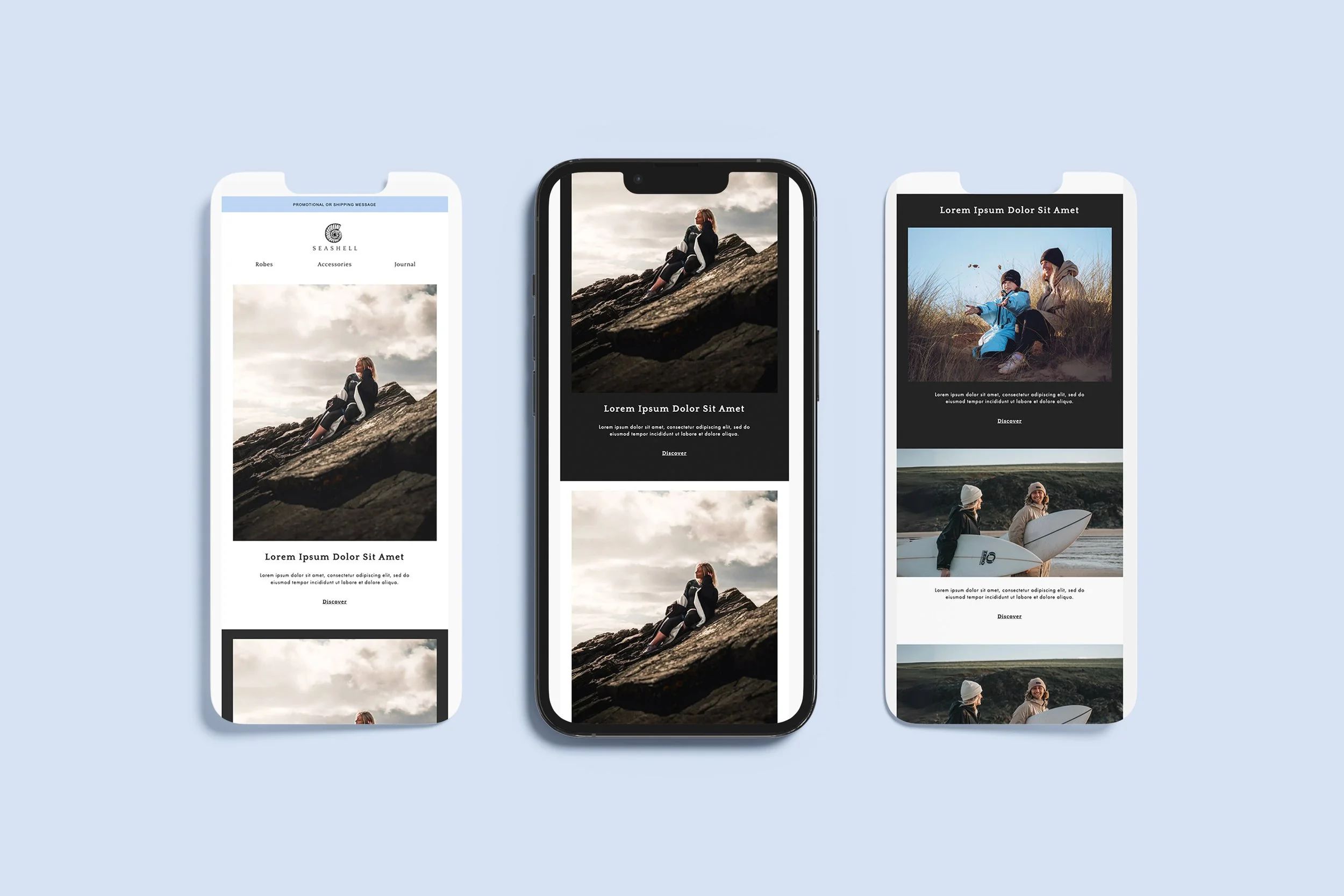 Seashell adventure lifestyle Klaviyo email design by Soley Creative
