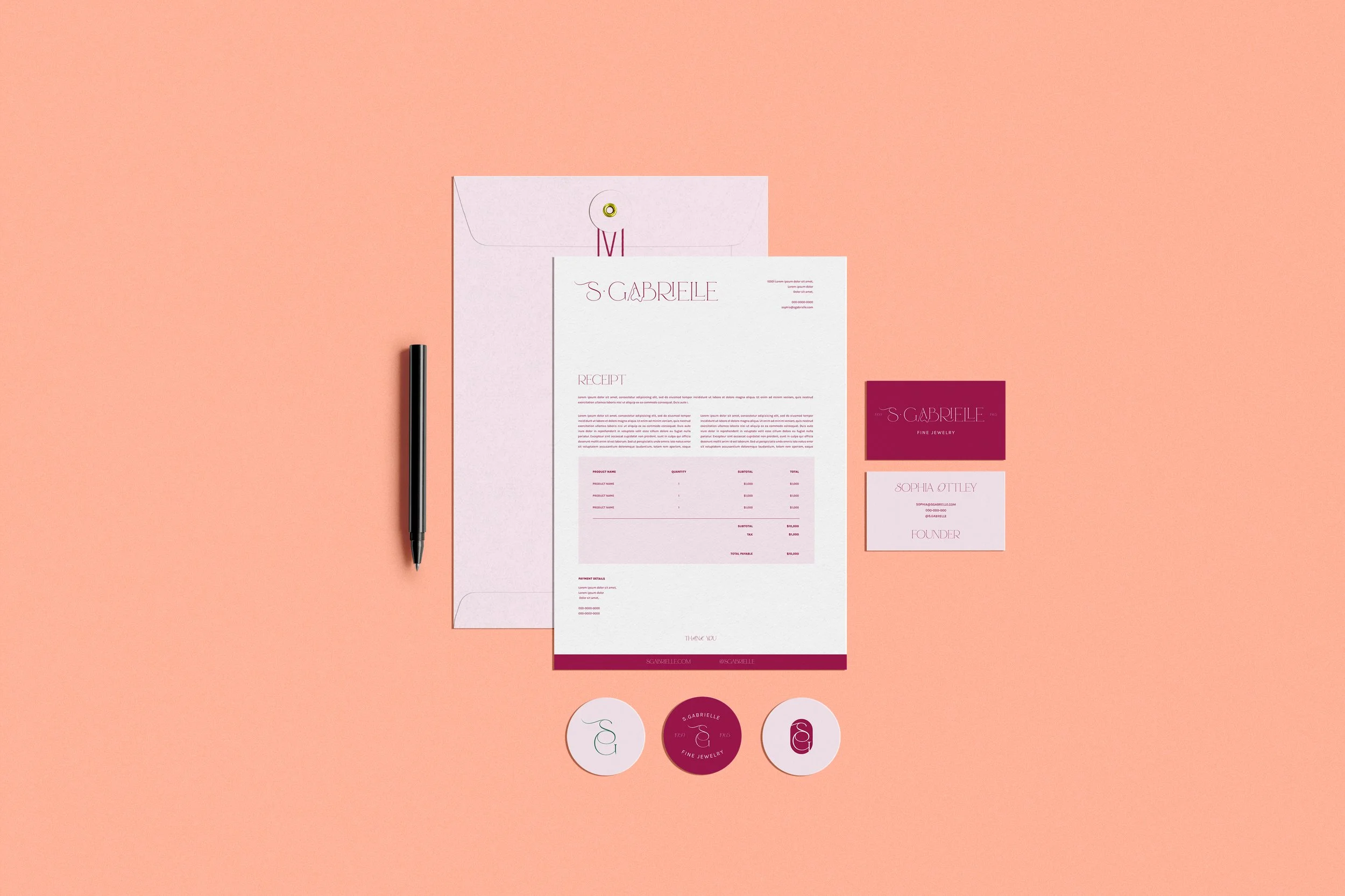S.Gabrielle fine jewellery brand identity designed by Soley Creative