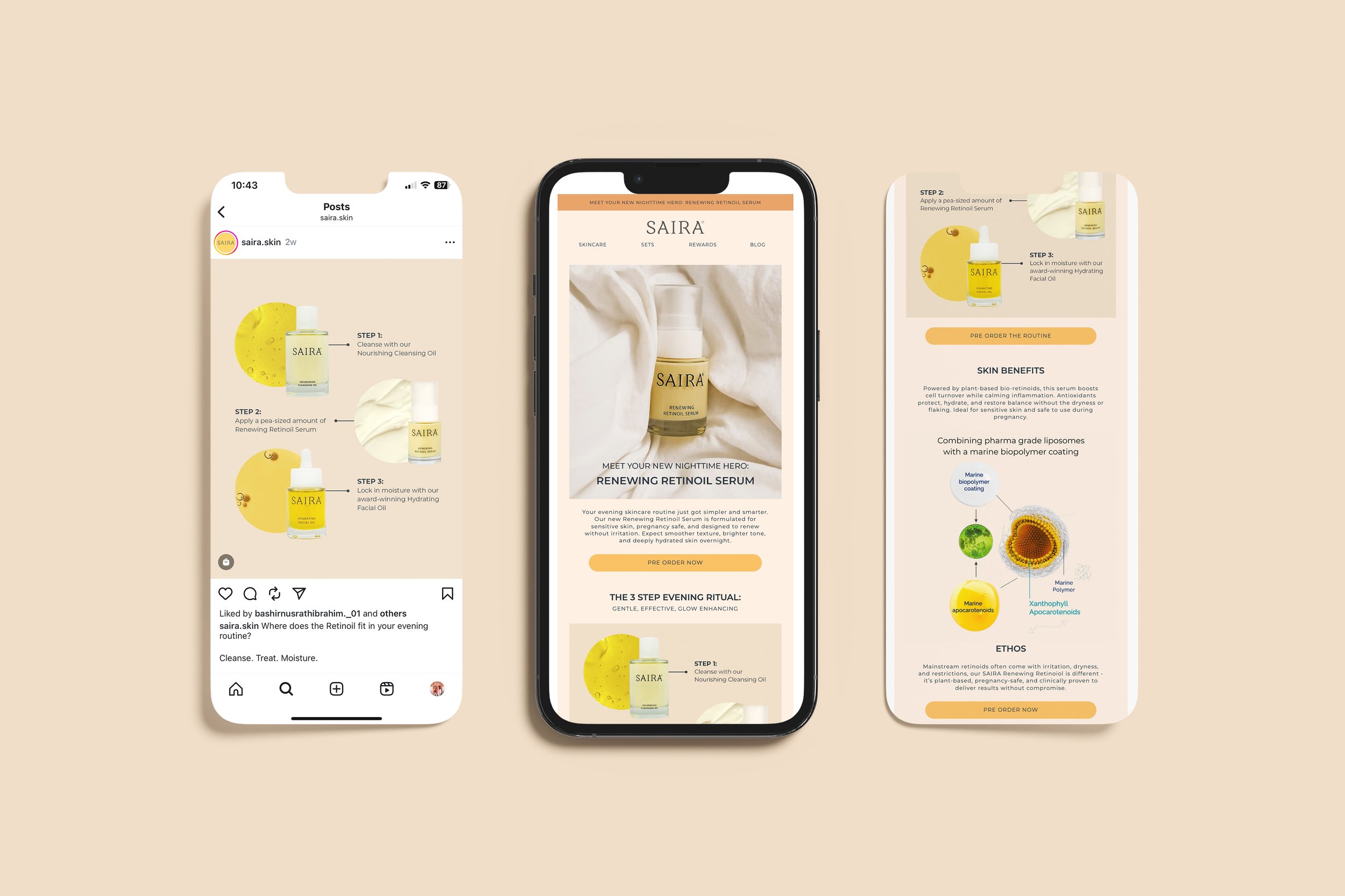 Saira Skin Klaviyo email and campaign design by Soley Creative