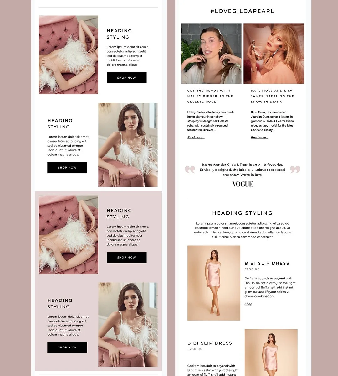 Gilda & Pearl luxury fashion ecommerce email design