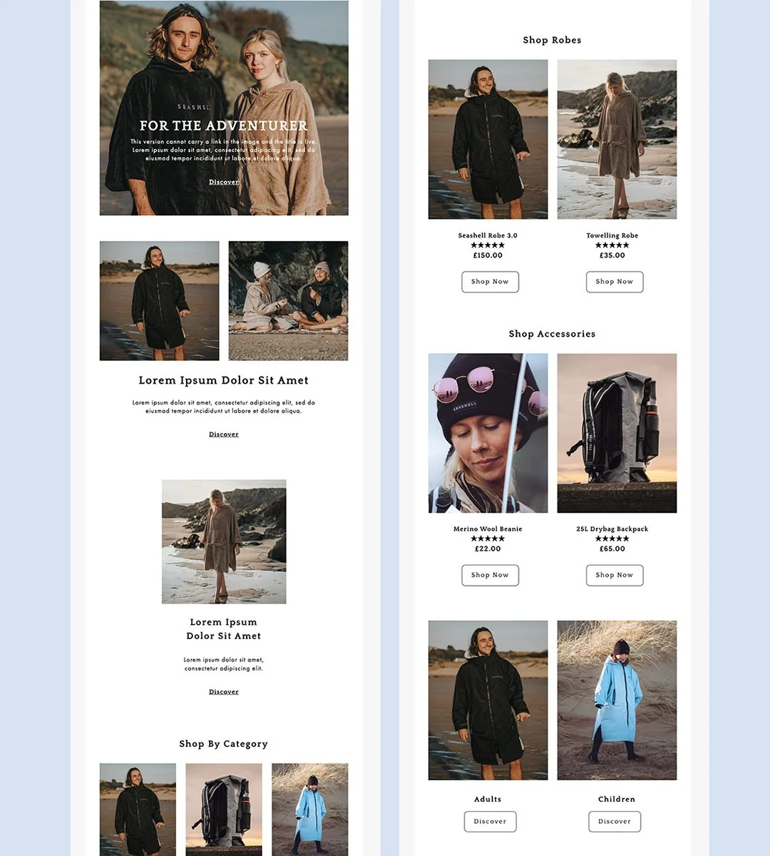 Seashell Clothing Klaviyo master email template