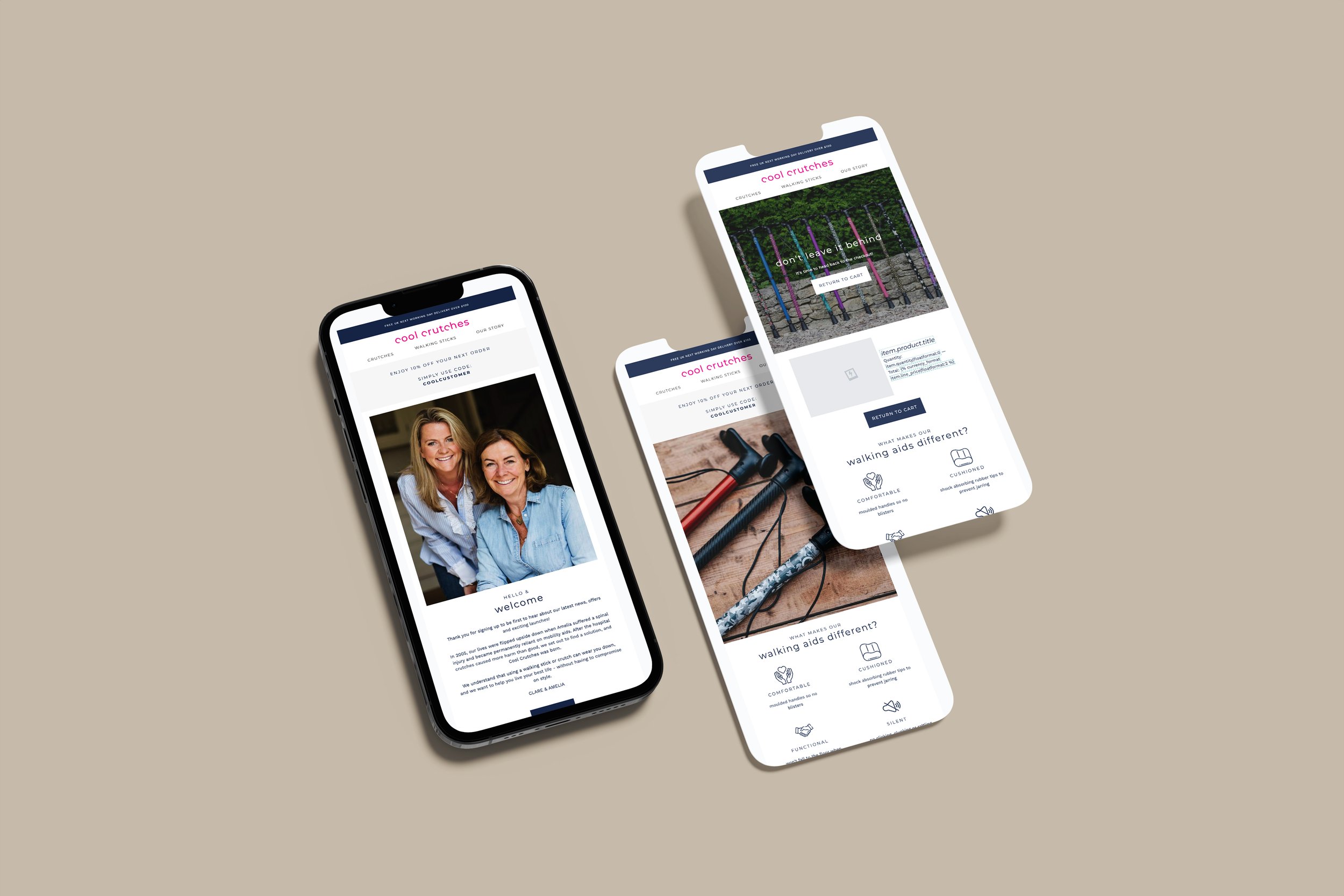 Cool Crutches Klaviyo Email Design - Monthly Retainer