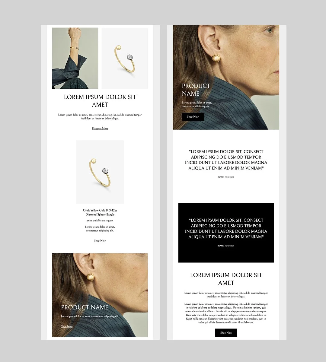 Luxury jewellery ecommerce email design for Jessica McCormack