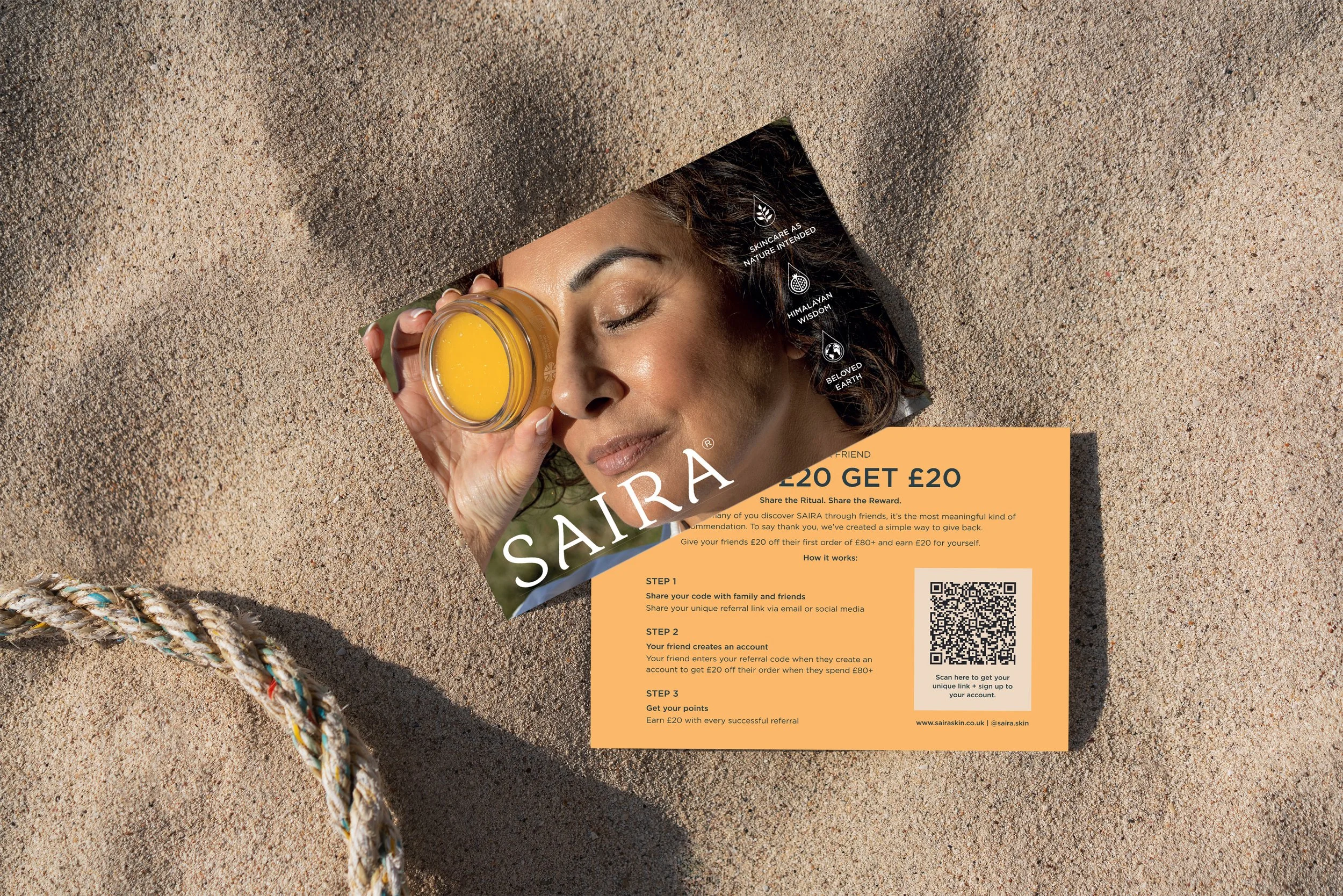 Saira Skin printed marketing and postcard design