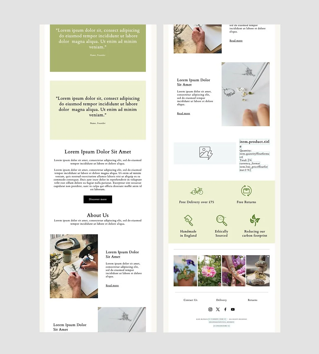Responsive Alex Monroe jewellery email template designed by Soley Creative