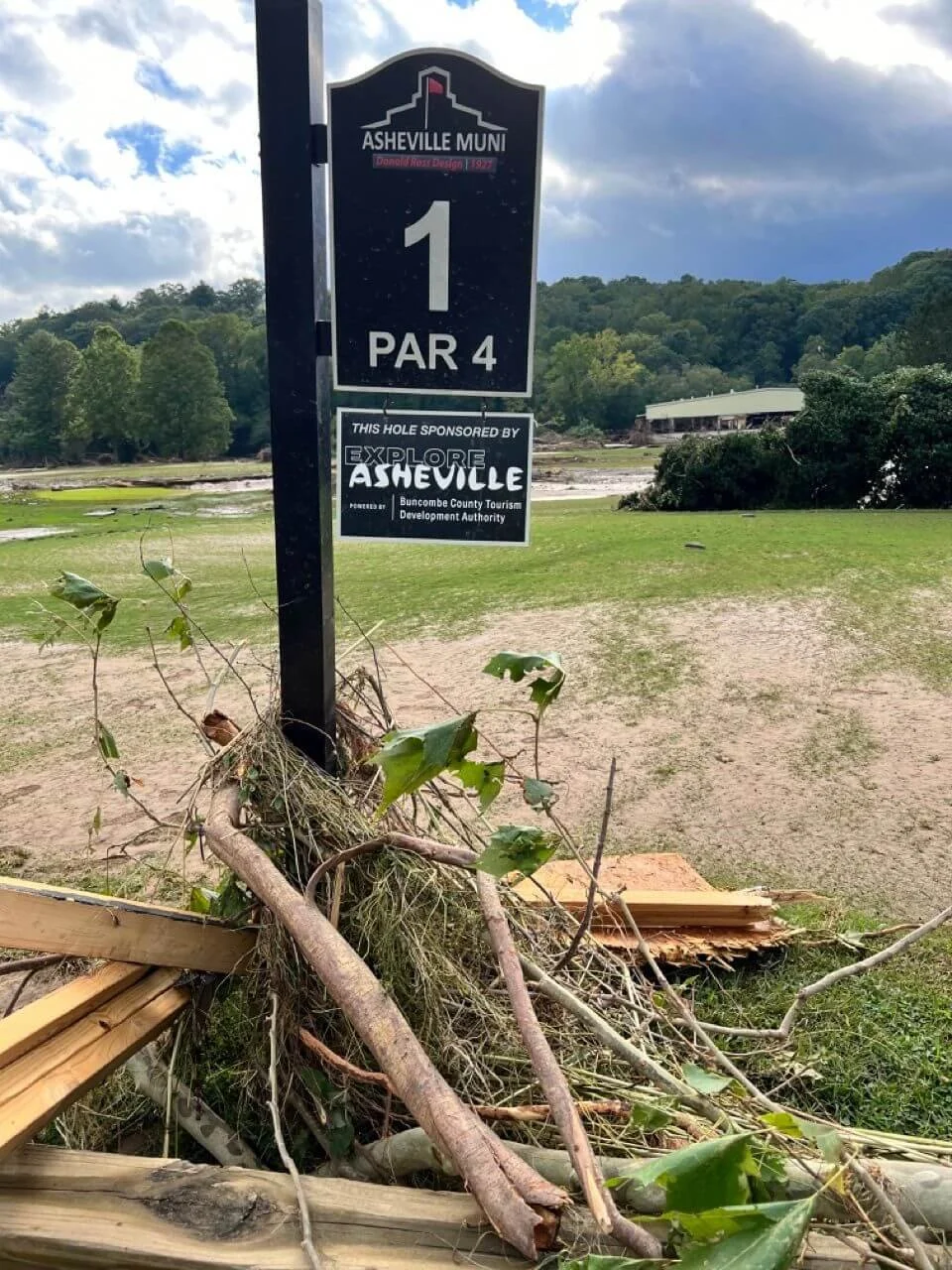 photo of hole one at asheville muni after hurricane helene