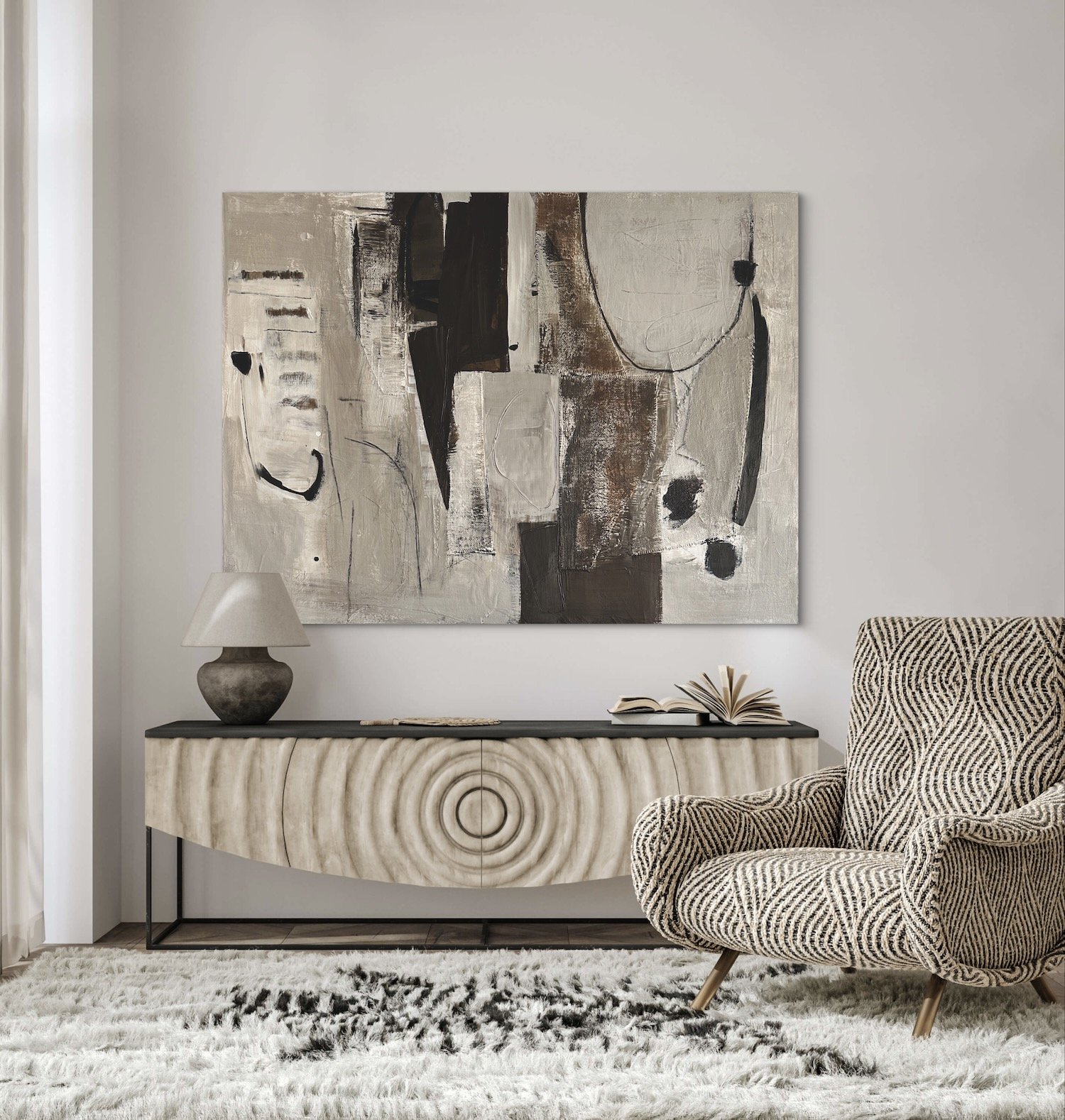 The Quiet Leo Shown in Situ | 40x30 | Mixed Media on Panel