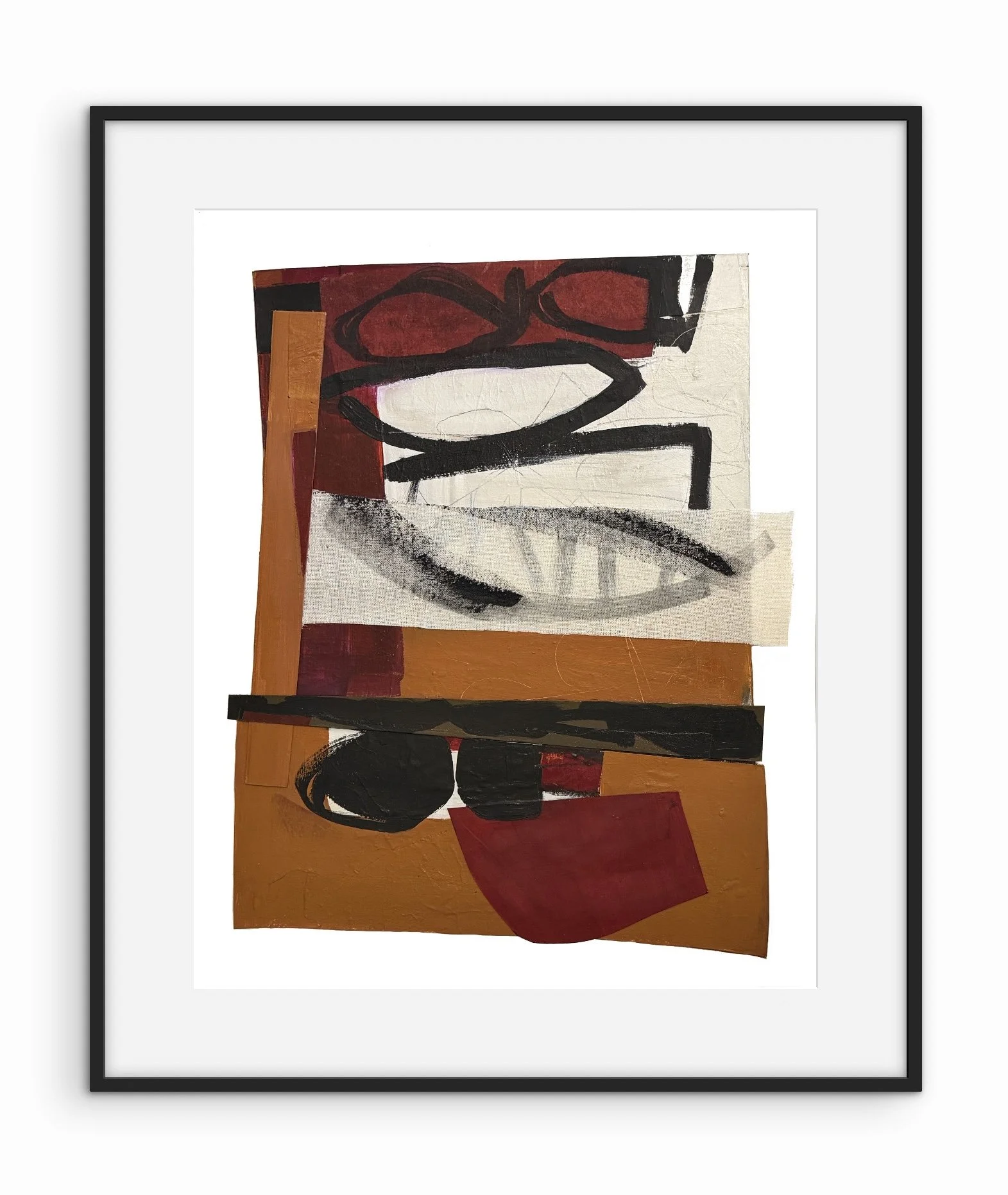 A Wabi Sabi Conversation in Shape and Form | 20x16 Shown Framed  | Mixed Media on Board