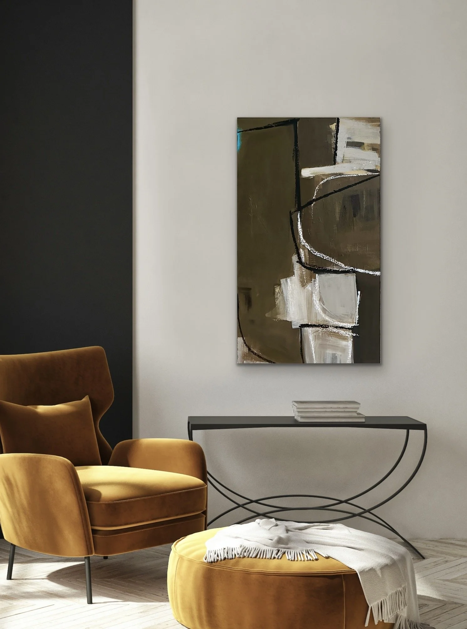 Quiet Geometry 1 | 36x20 | Mixed Media | Shown in Situ