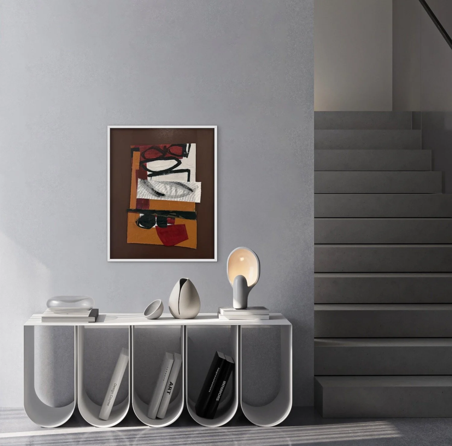 Wabi Sabi Conversations 1 Shown in Situ | 28x25 Framed | Mixed Media