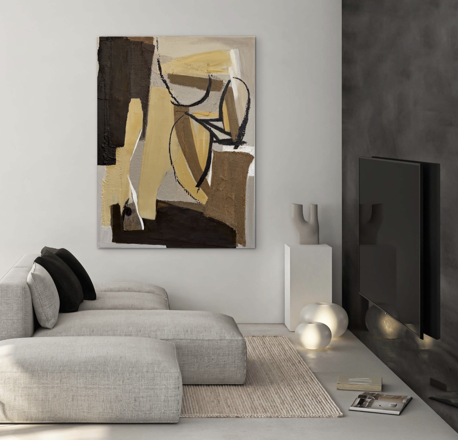 Conversations in Shapes and Textures #2 Shown in Situ | 48x36 | Mixed Media on Panel