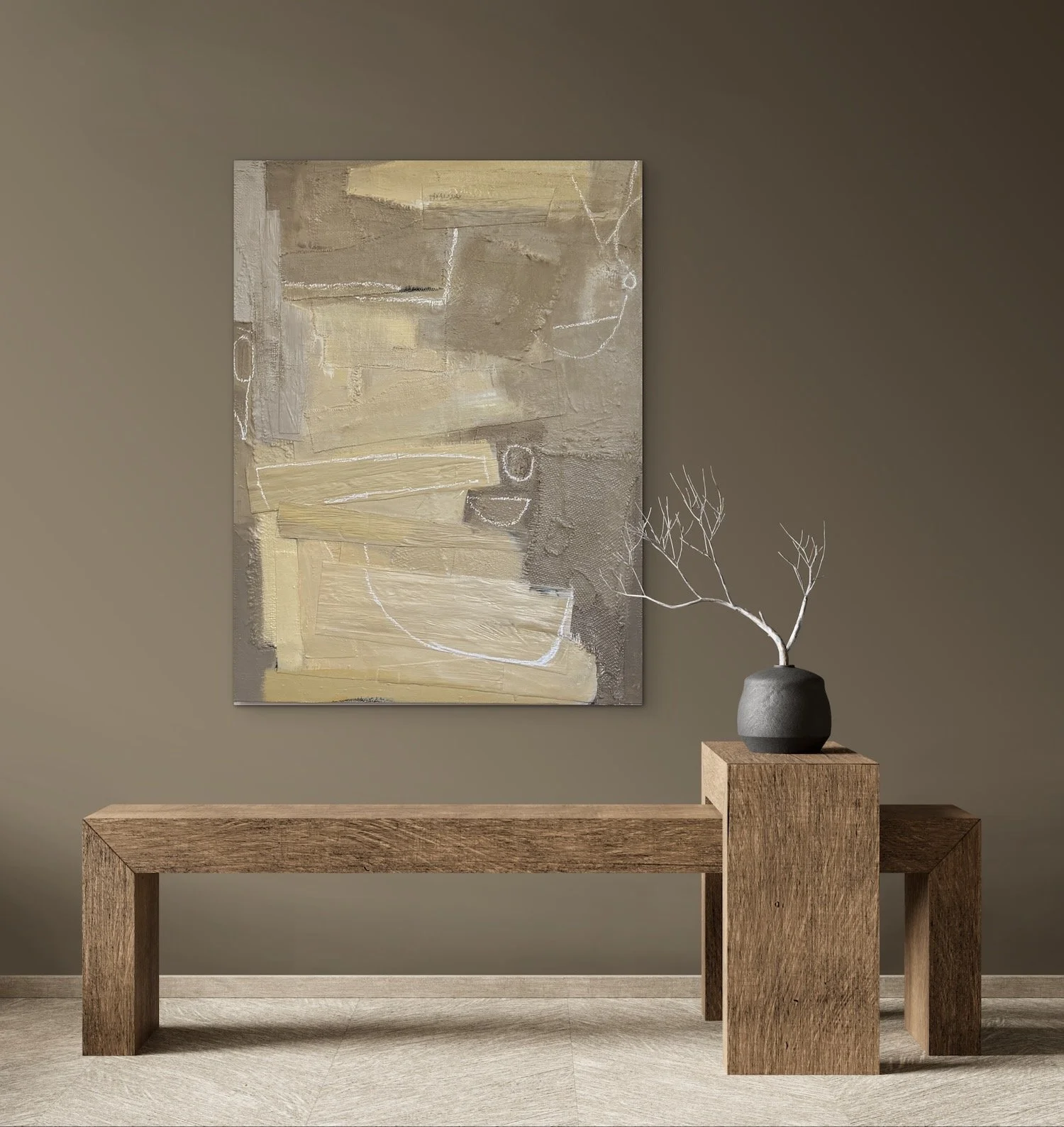 Quiet Leo #2  | Mixed Media on Canvas | 48x36 | Shown in Situ
