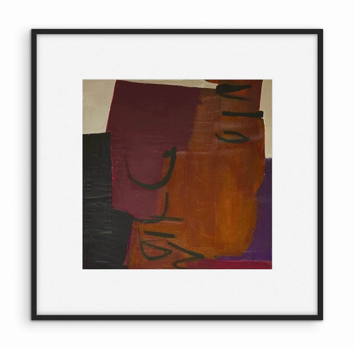 Memories of Marks & Symbols #16 | 22x22 Framed | Mixed Media on Paper 