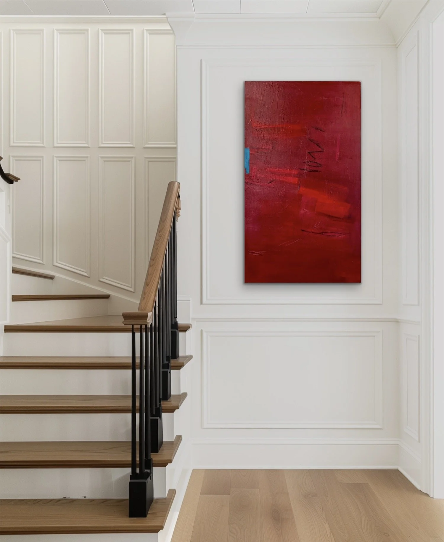 Vestiges in Red  2 | 36 x 22  | Mixed Media on Panel | Shown in Situ