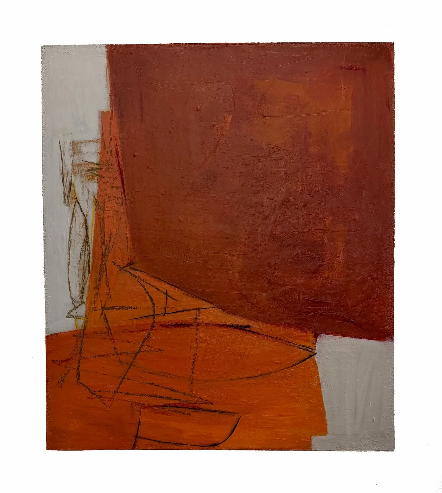 In My Travels: Vestiges in Earthtones | 40x35 | Mixed Media on Panel | Next Shown in Situ