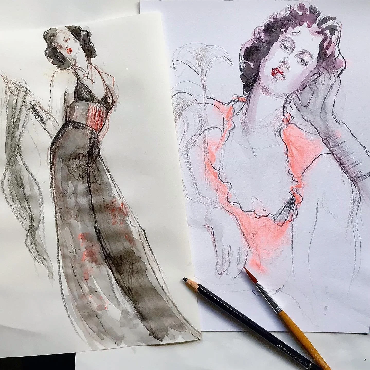 LIVE ONLINE FASHION ILLUSTRATION DRAWING SESH - Starring INES