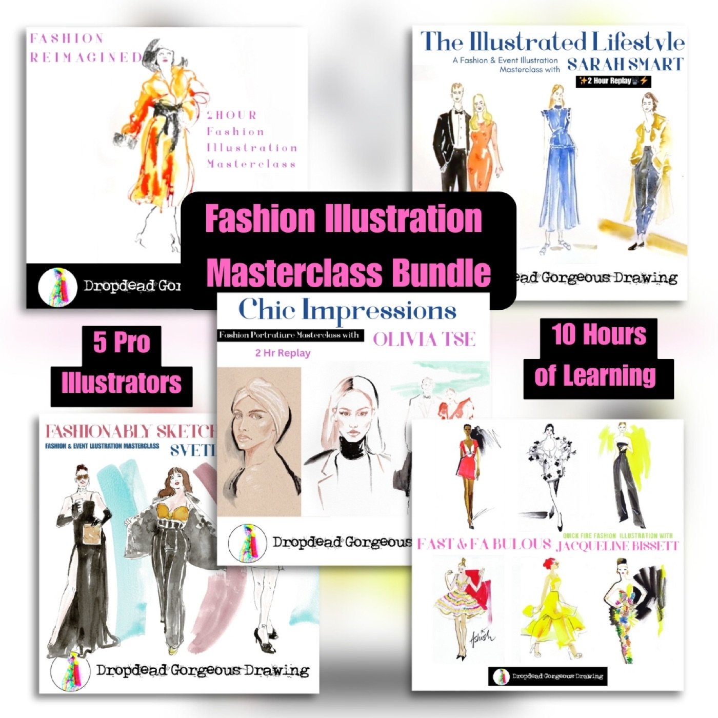 Fashion Illustration Masterclass Bundle with Jacqueline Bissett, Sarah Smart, Olivia Tse, Svetlana Lierre and Pontariver.