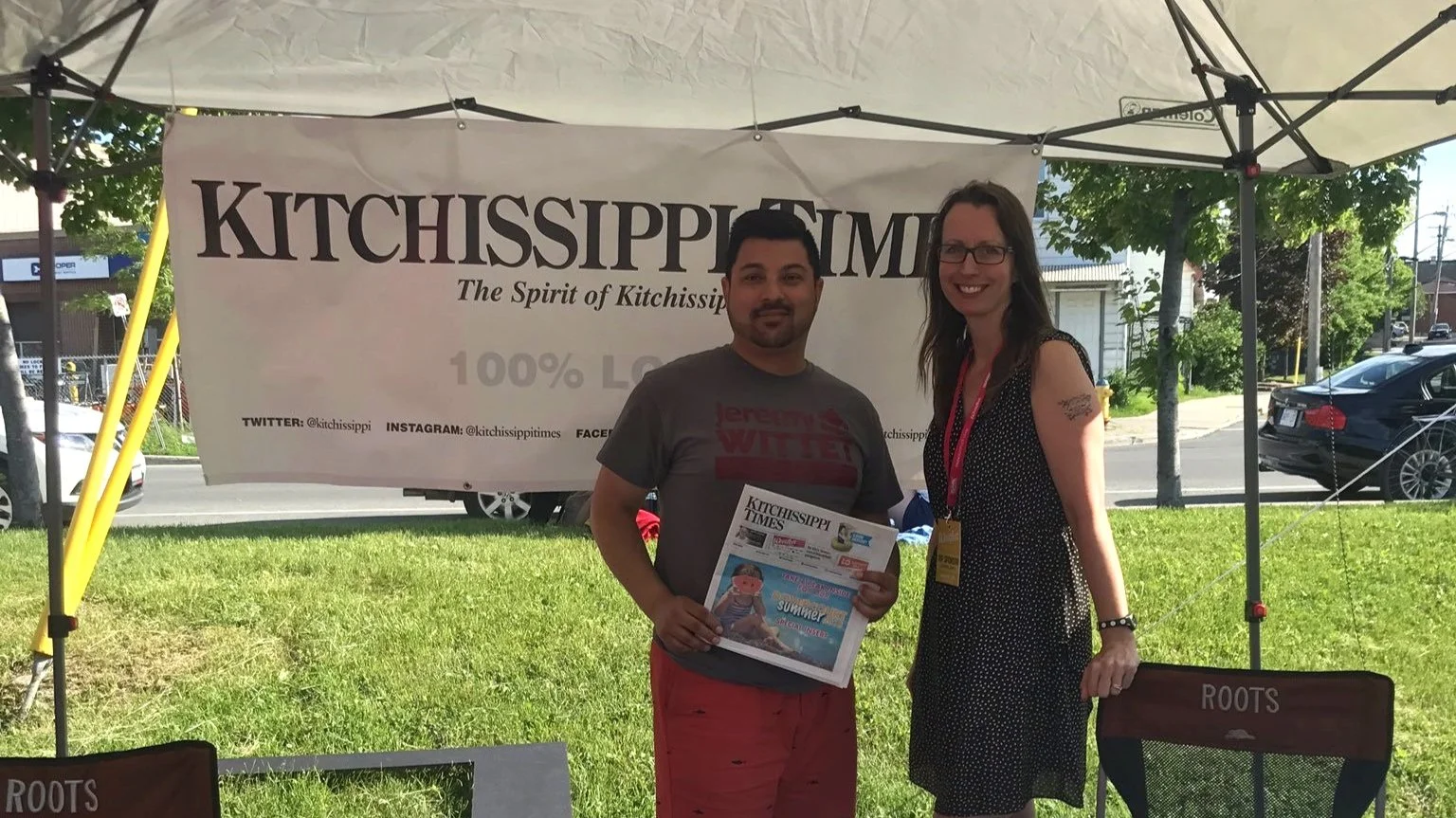Jeremy standing at Kitchissippi Times booth